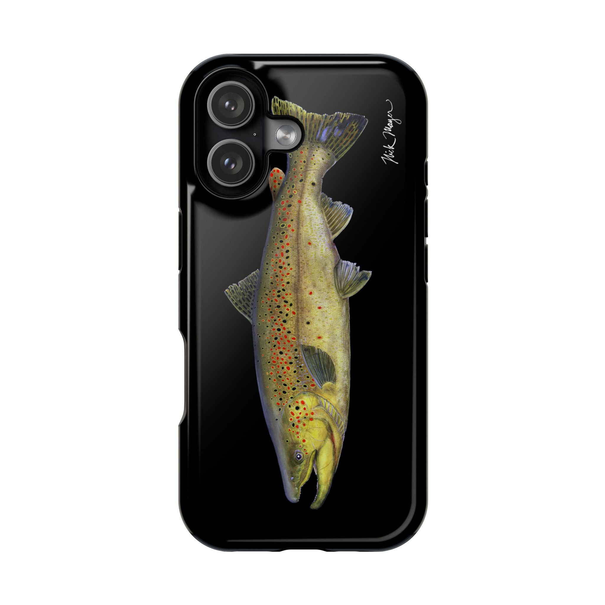 Brown Trout MagSafe Black iPhone Case