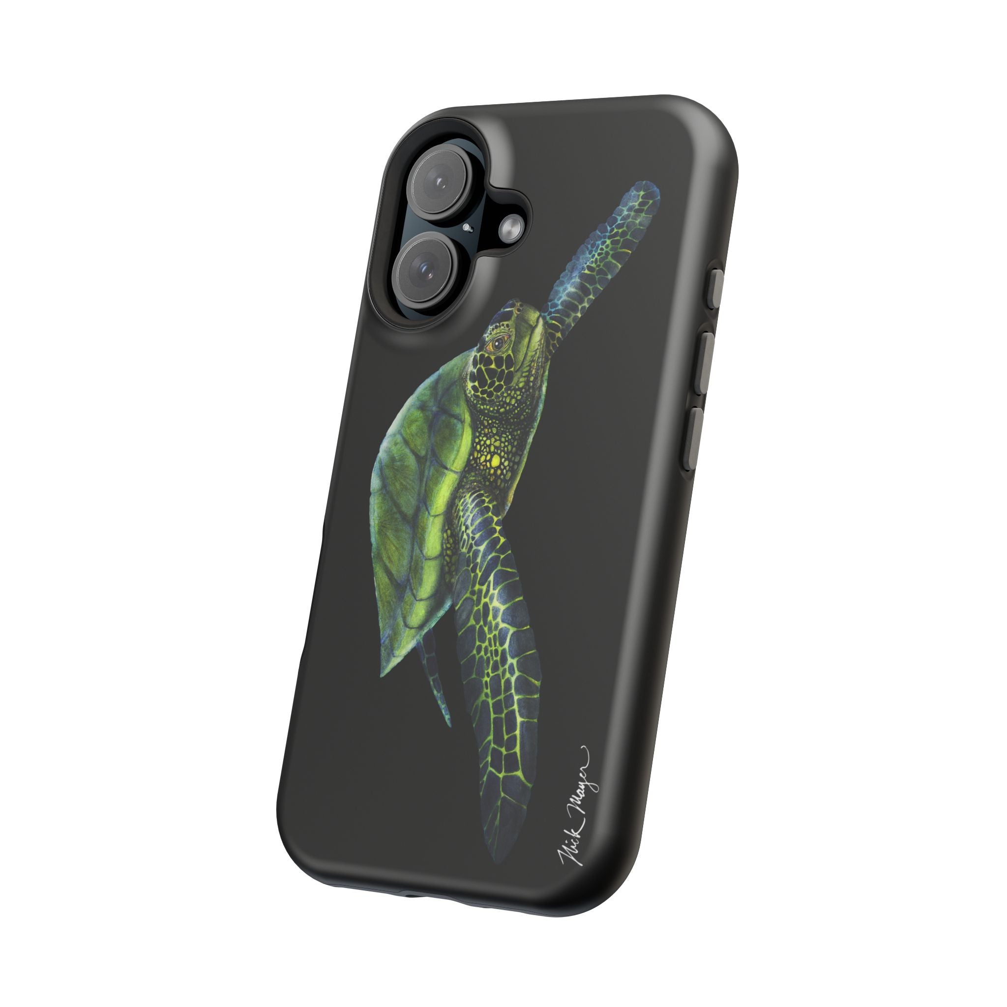 Green Sea Turtle MagSafe Black iPhone Case