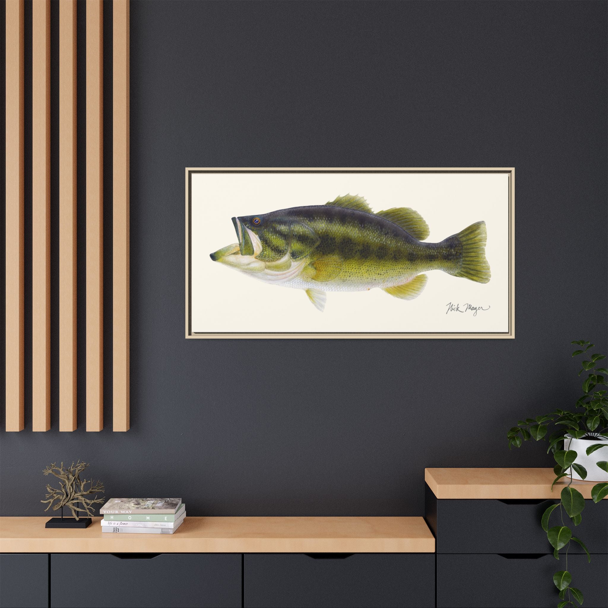 Largemouth Bass I Framed Canvas Print Printify