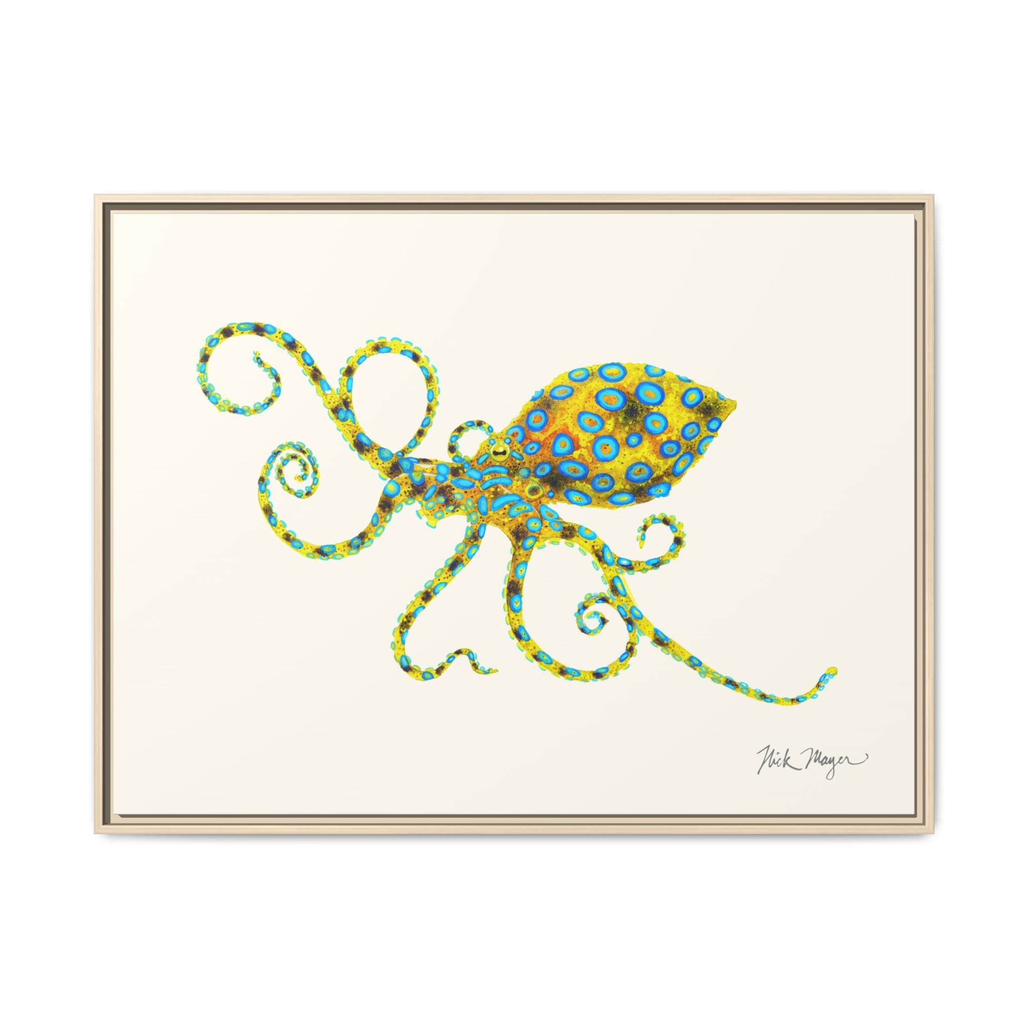 Blue Ringed Octopus Framed Canvas Print Printify