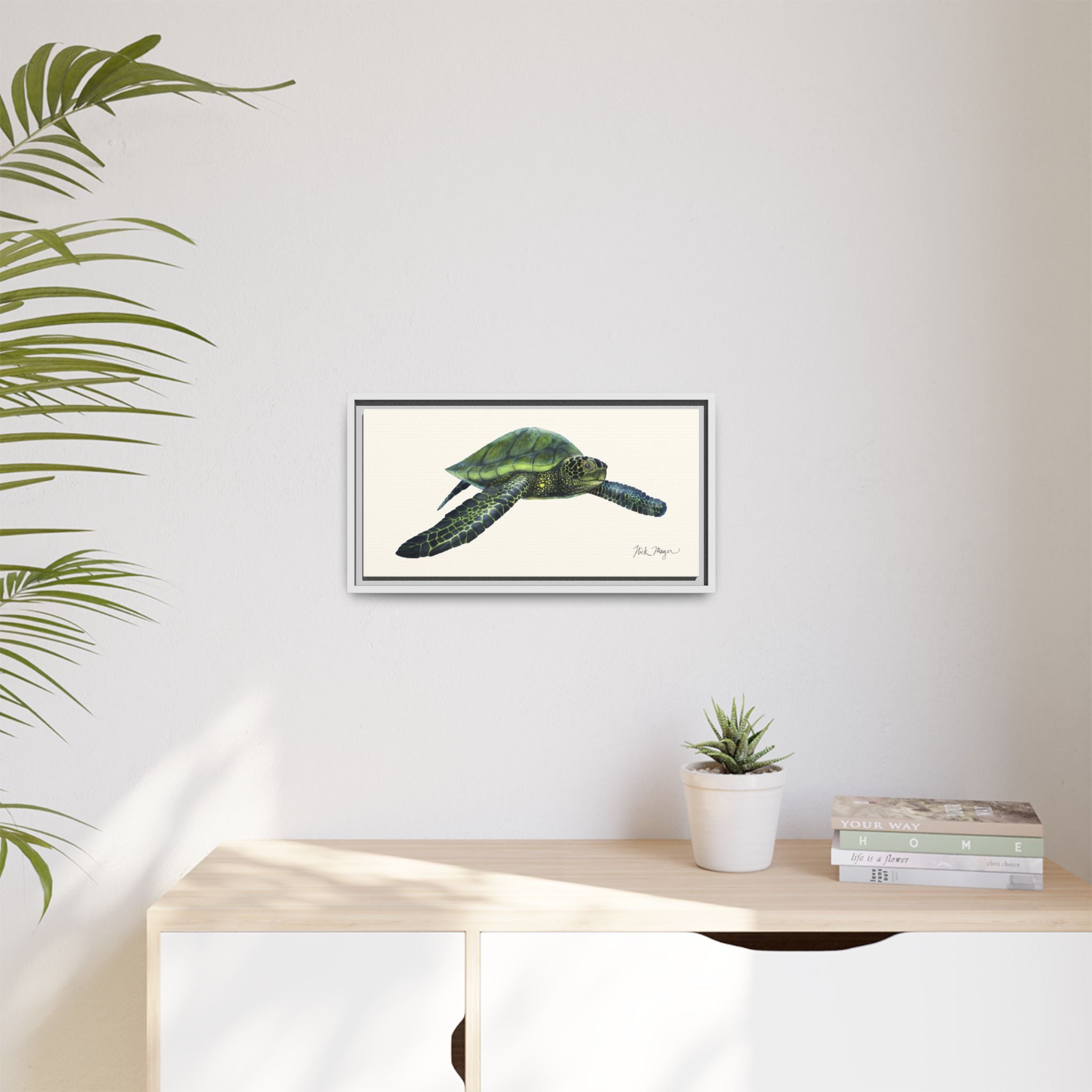 Green Sea Turtle I Framed Canvas Print Printify
