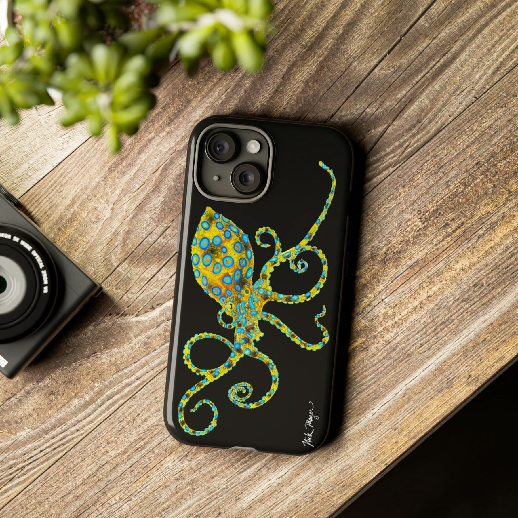 Blue Ringed Octopus Black iPhone 15 Case