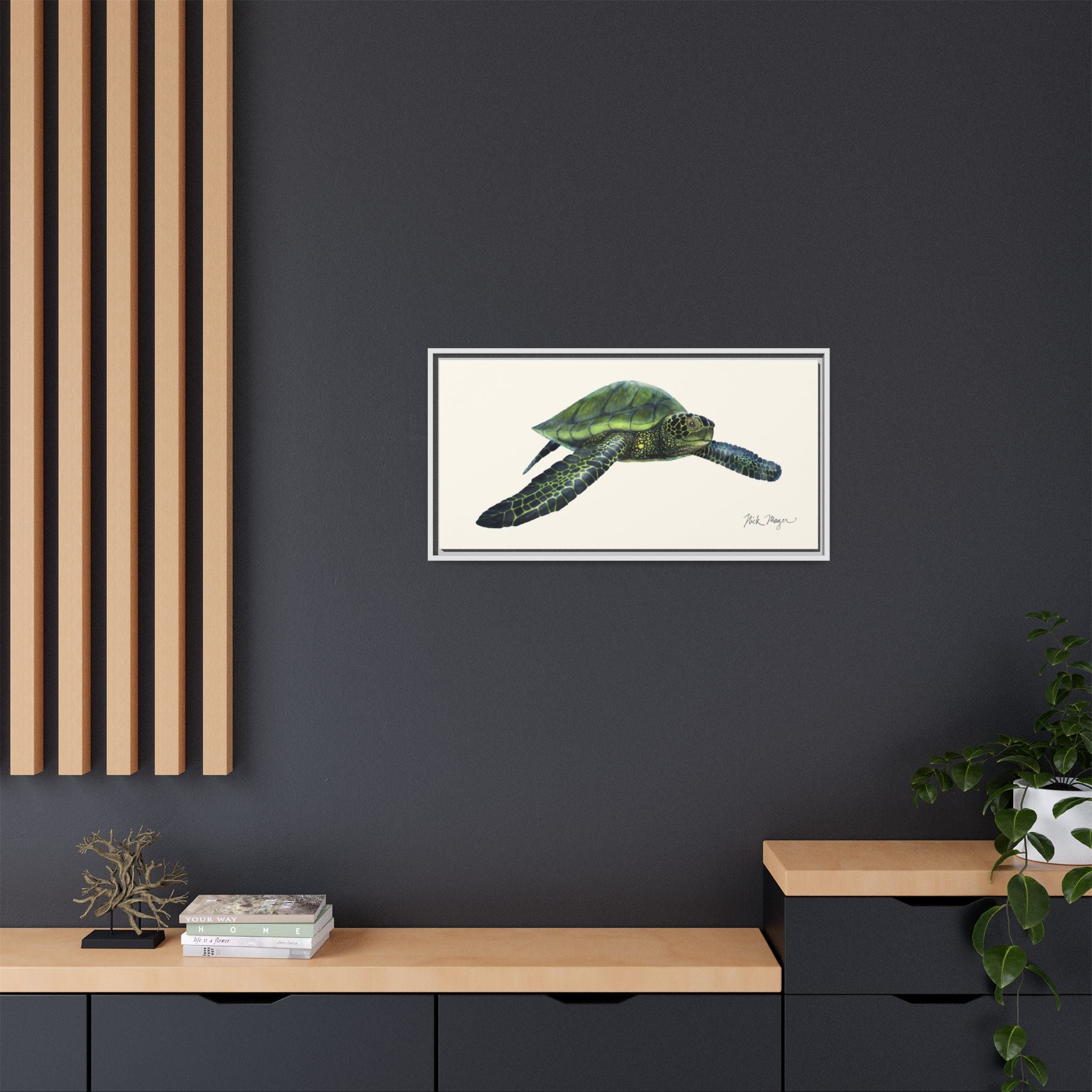 Green Sea Turtle I Framed Canvas Print Printify