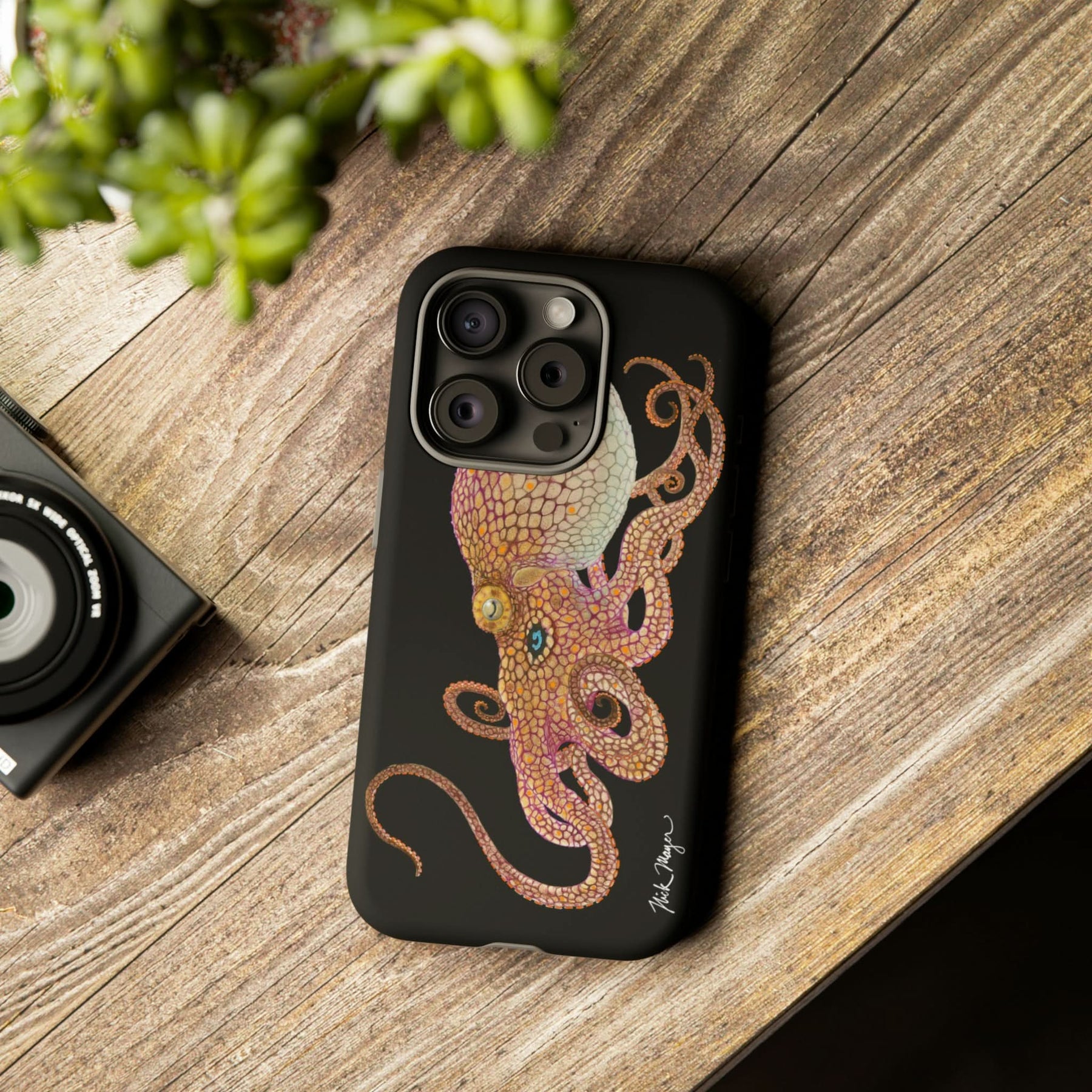 Two Spot Octopus Black iPhone 15 Case