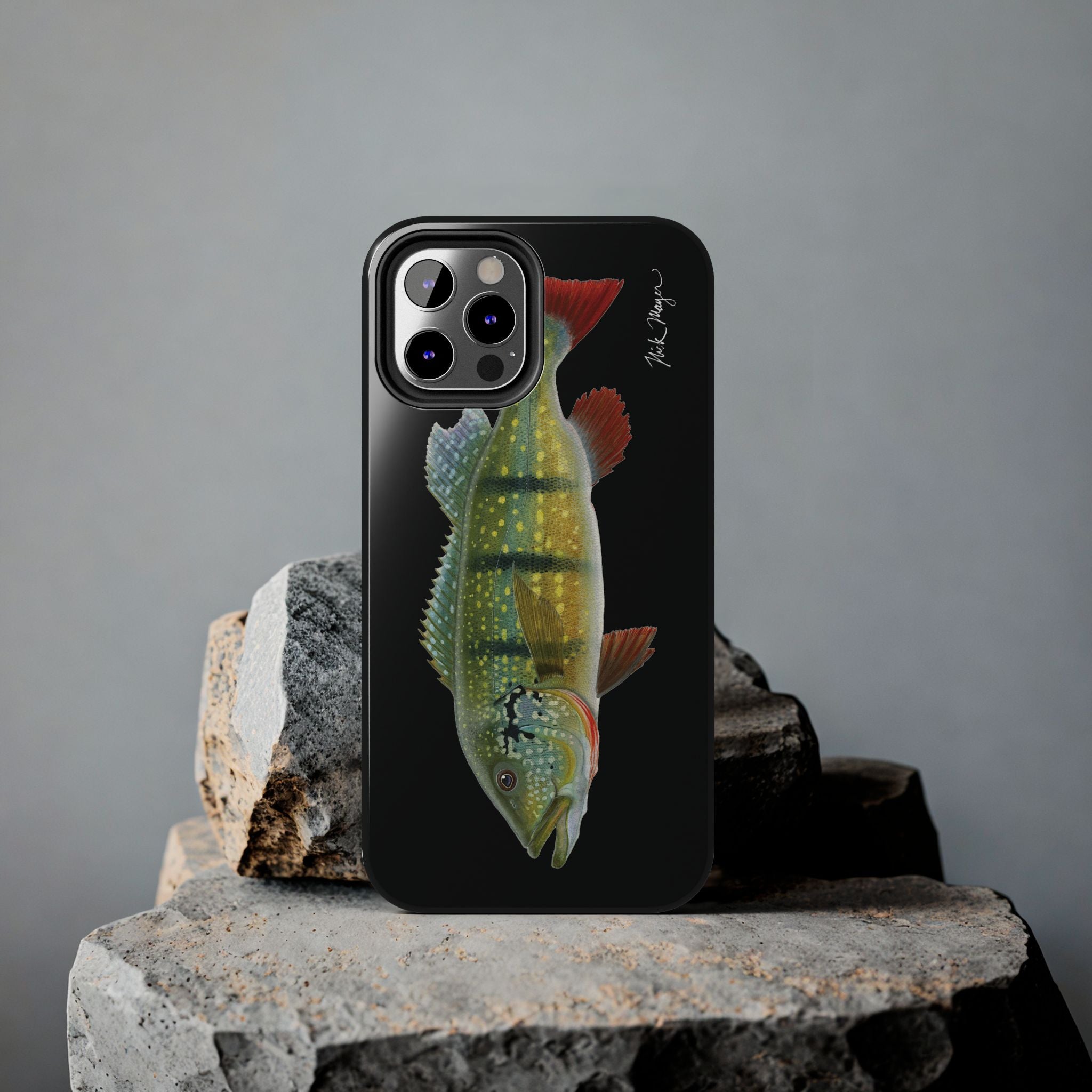 Peacock Bass Black iPhone Case