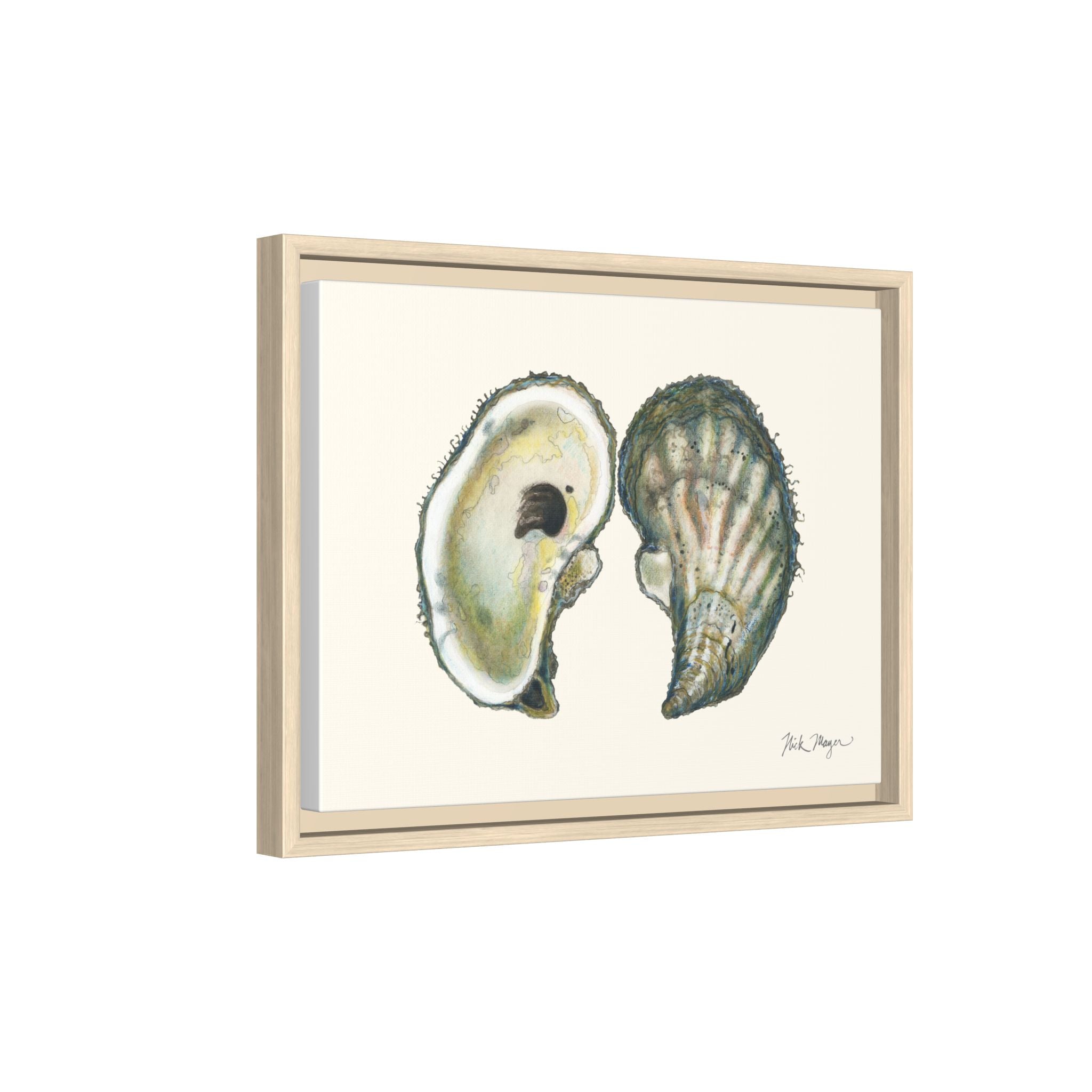 Framed Oysters Art Print — Coastal Sea Shell Wall Decor Printify
