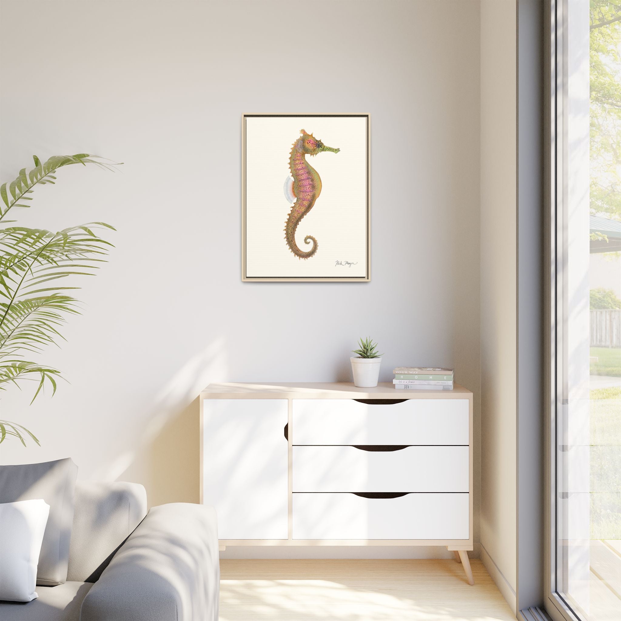 Estuary Seahorse Framed Canvas Print Printify