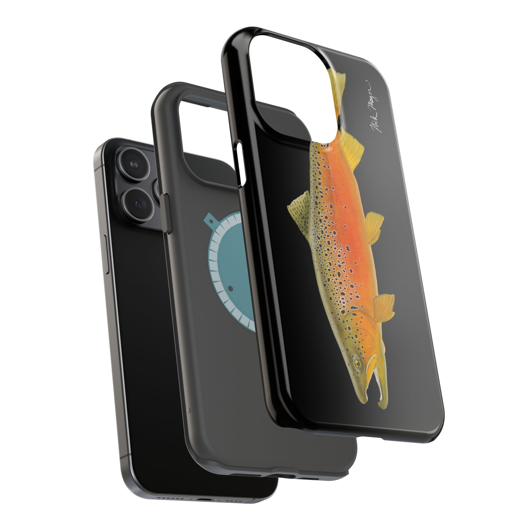 Brown Trout 2 Black MagSafe iPhone Case, NEW for Holiday 2025!