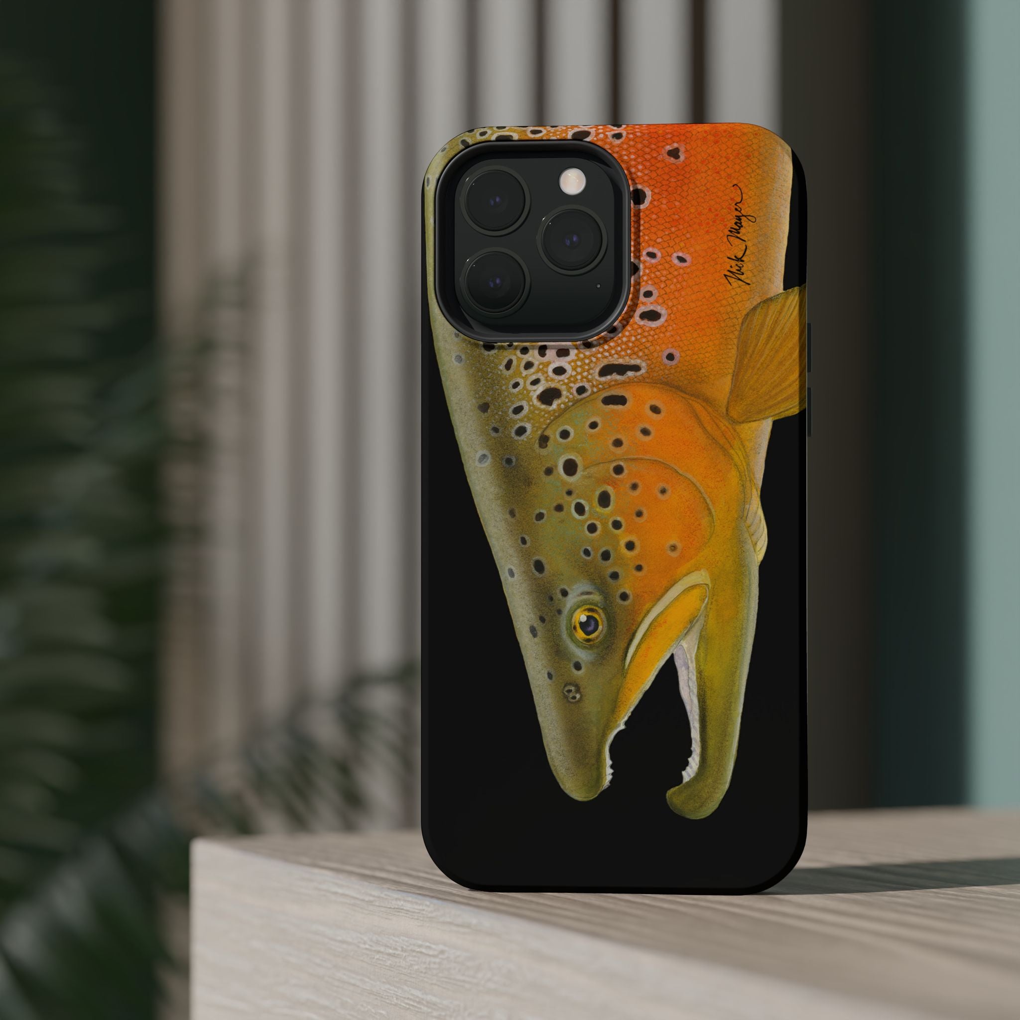 Brown Trout 2 Black MagSafe iPhone Case