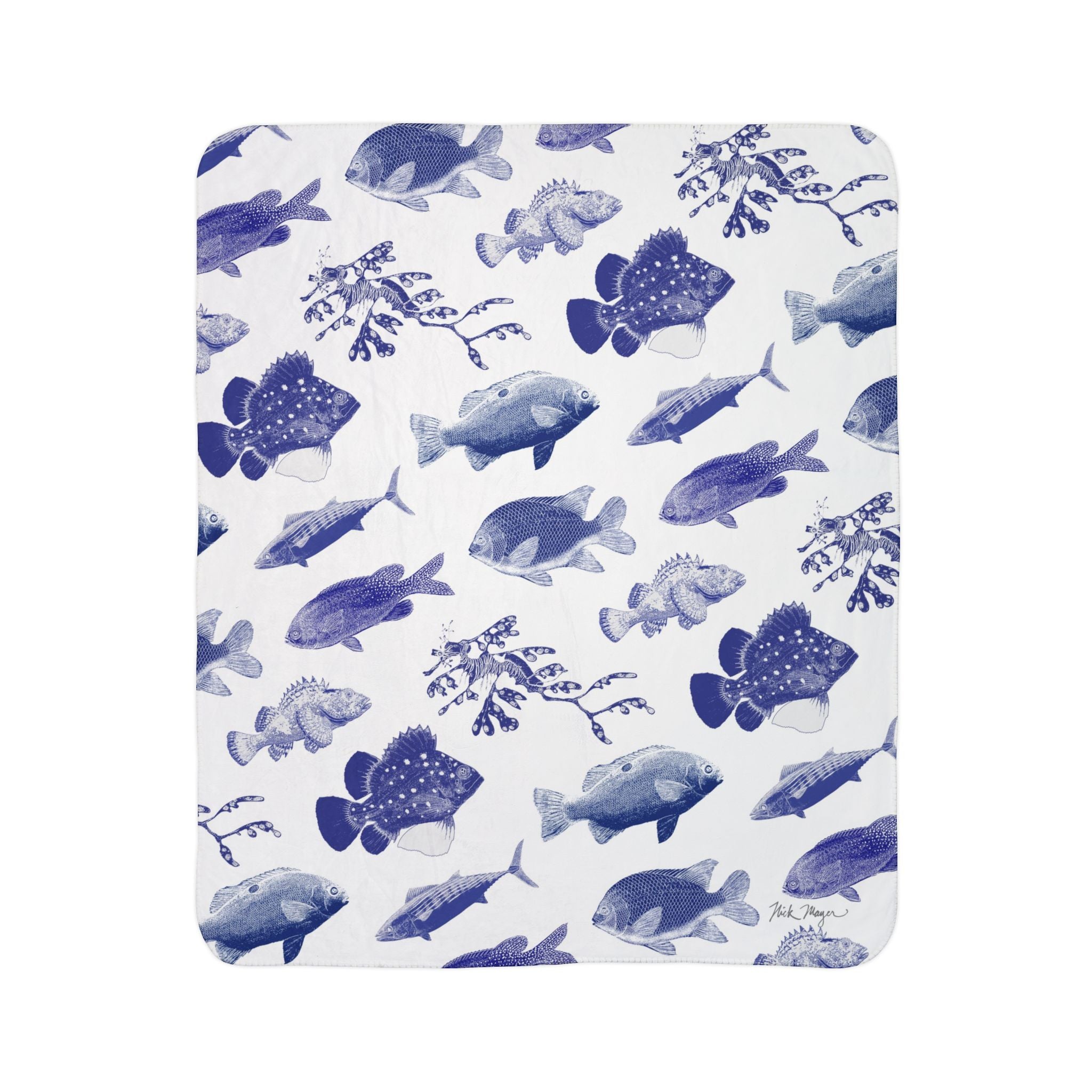 Ocean Stamps Super Soft Sherpa Blanket