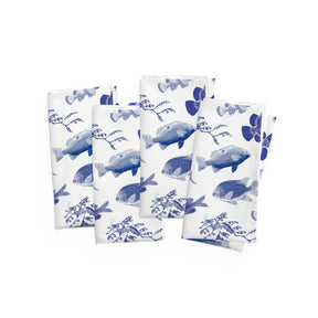Ocean Stamps 4 Piece Cloth Napkin Set