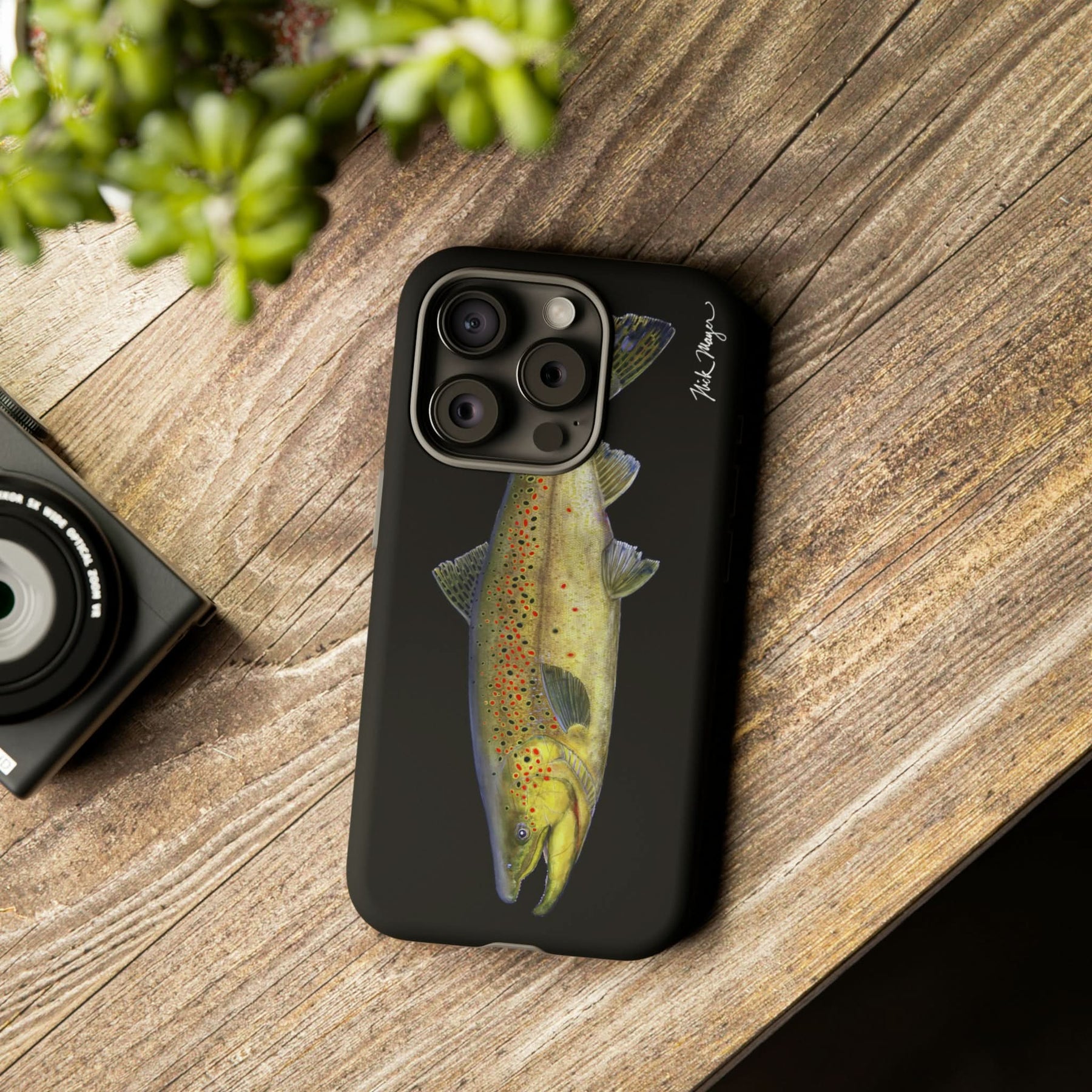 Brown Trout Black iPhone 15 Case