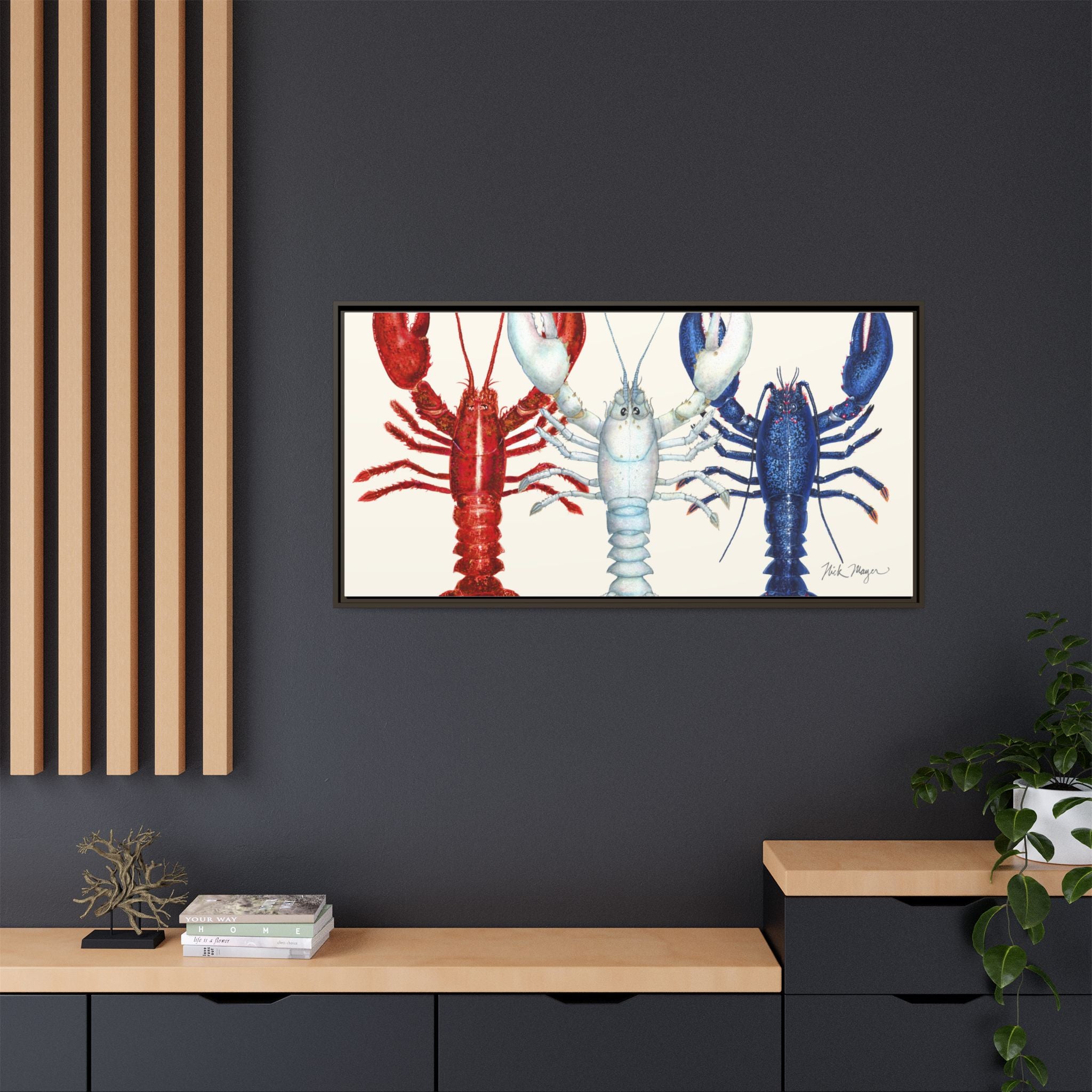 American Lobsters Trio Framed Canvas Print Printify