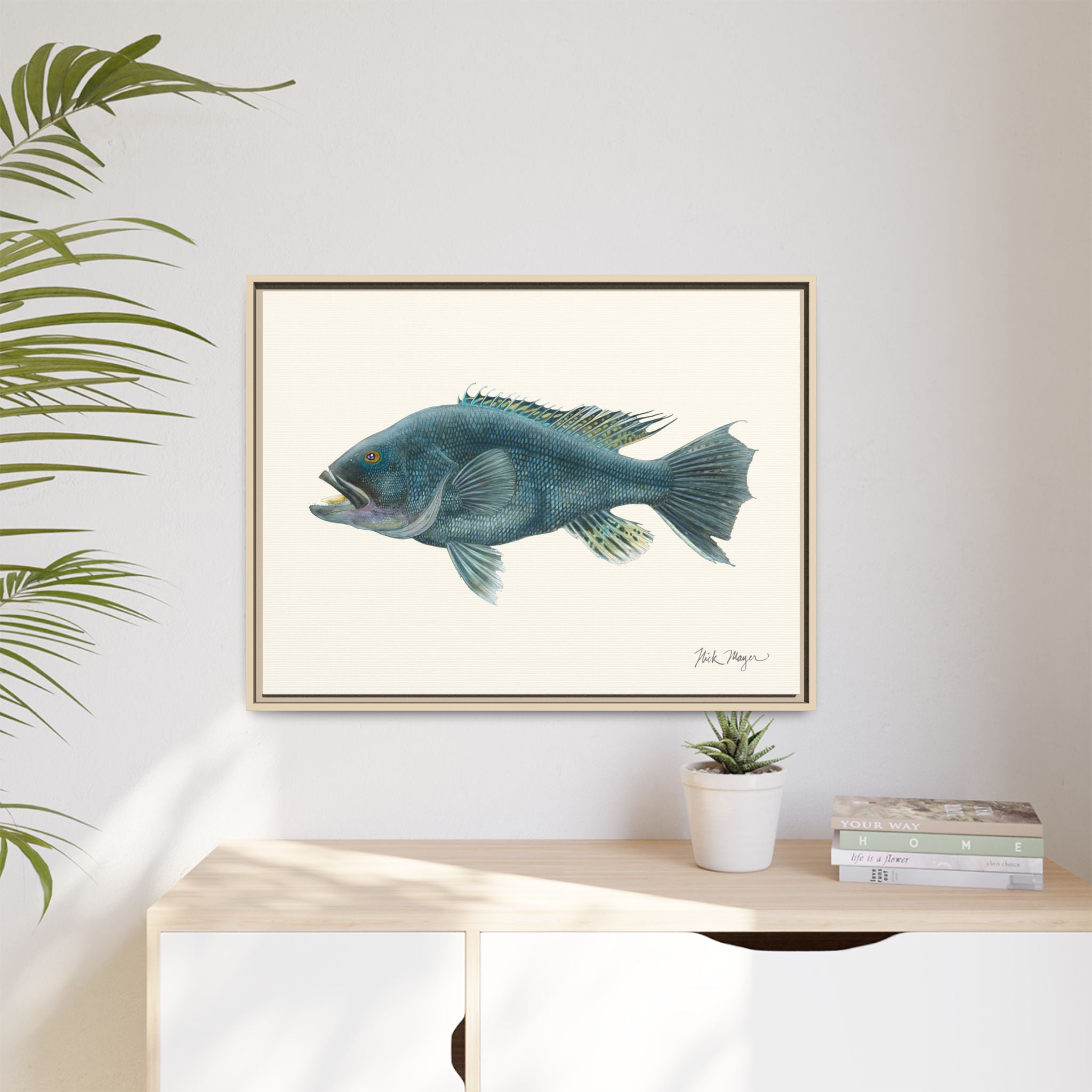 Black Sea Bass Framed Canvas Print Printify