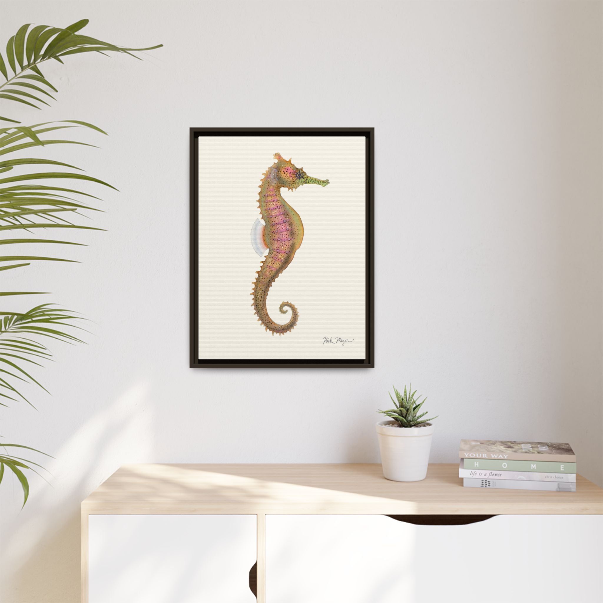 Estuary Seahorse Framed Canvas Print Printify