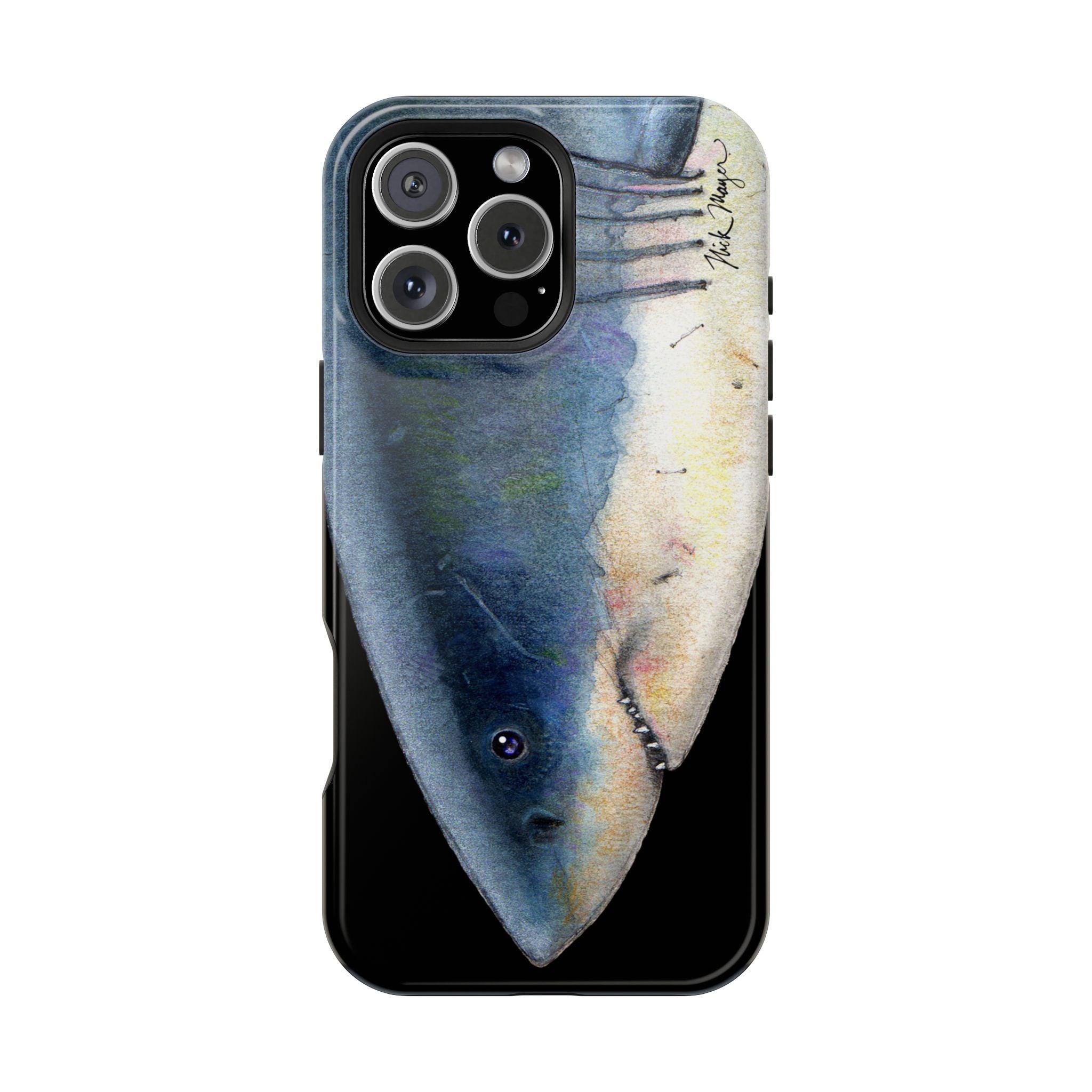Great White Shark Face MagSafe Black iPhone Case