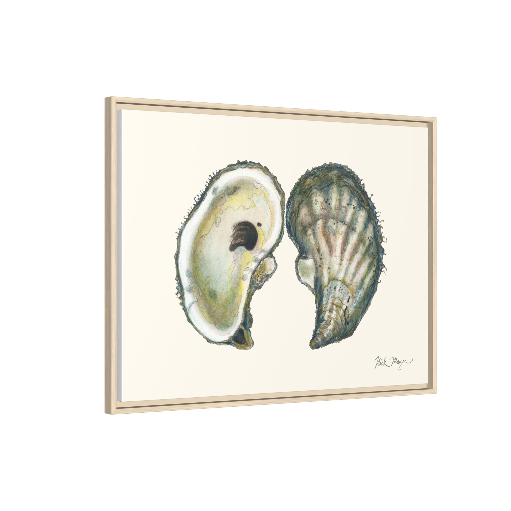 Framed Oysters Art Print — Coastal Sea Shell Wall Decor Printify