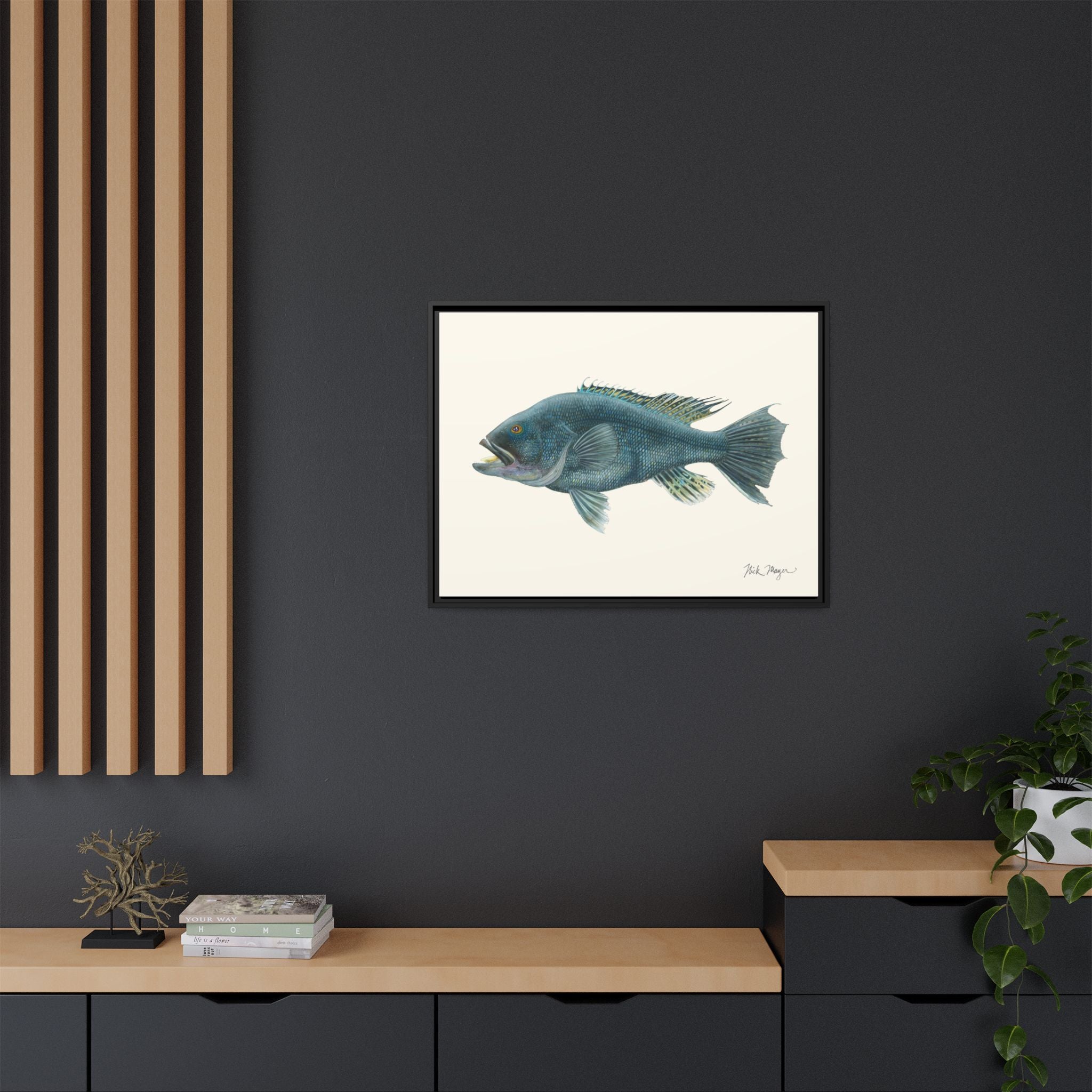 Black Sea Bass Framed Canvas Print Printify