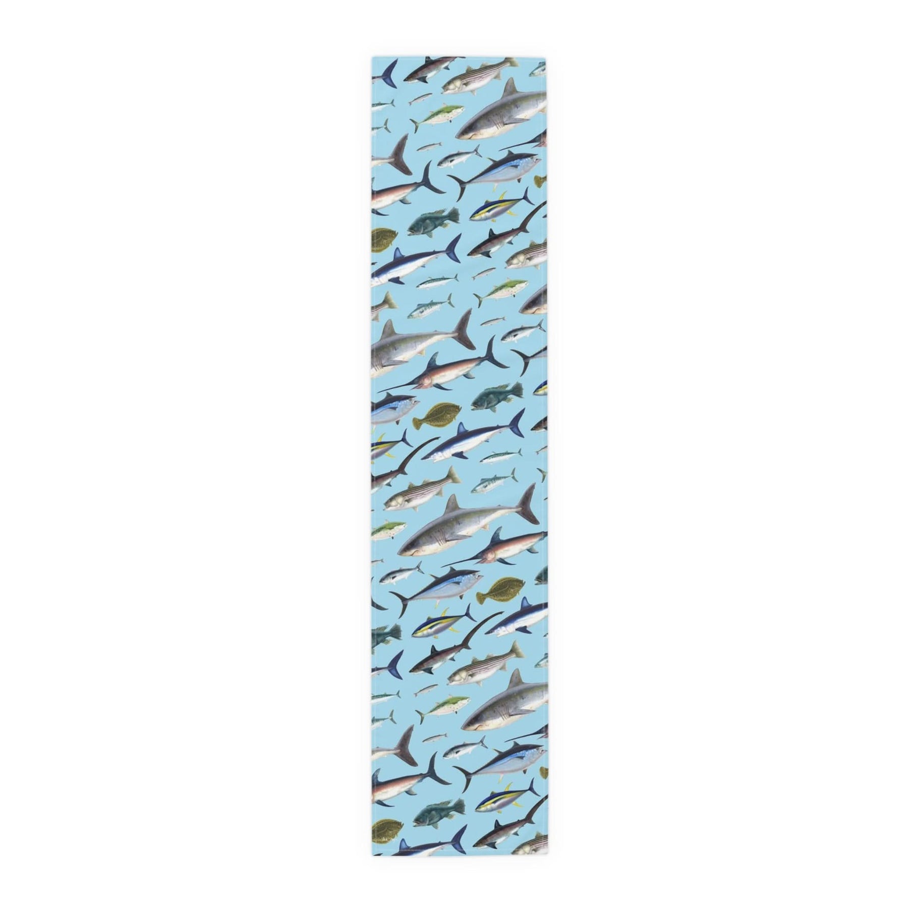 NE Fish Blue Cotton Table Runner
