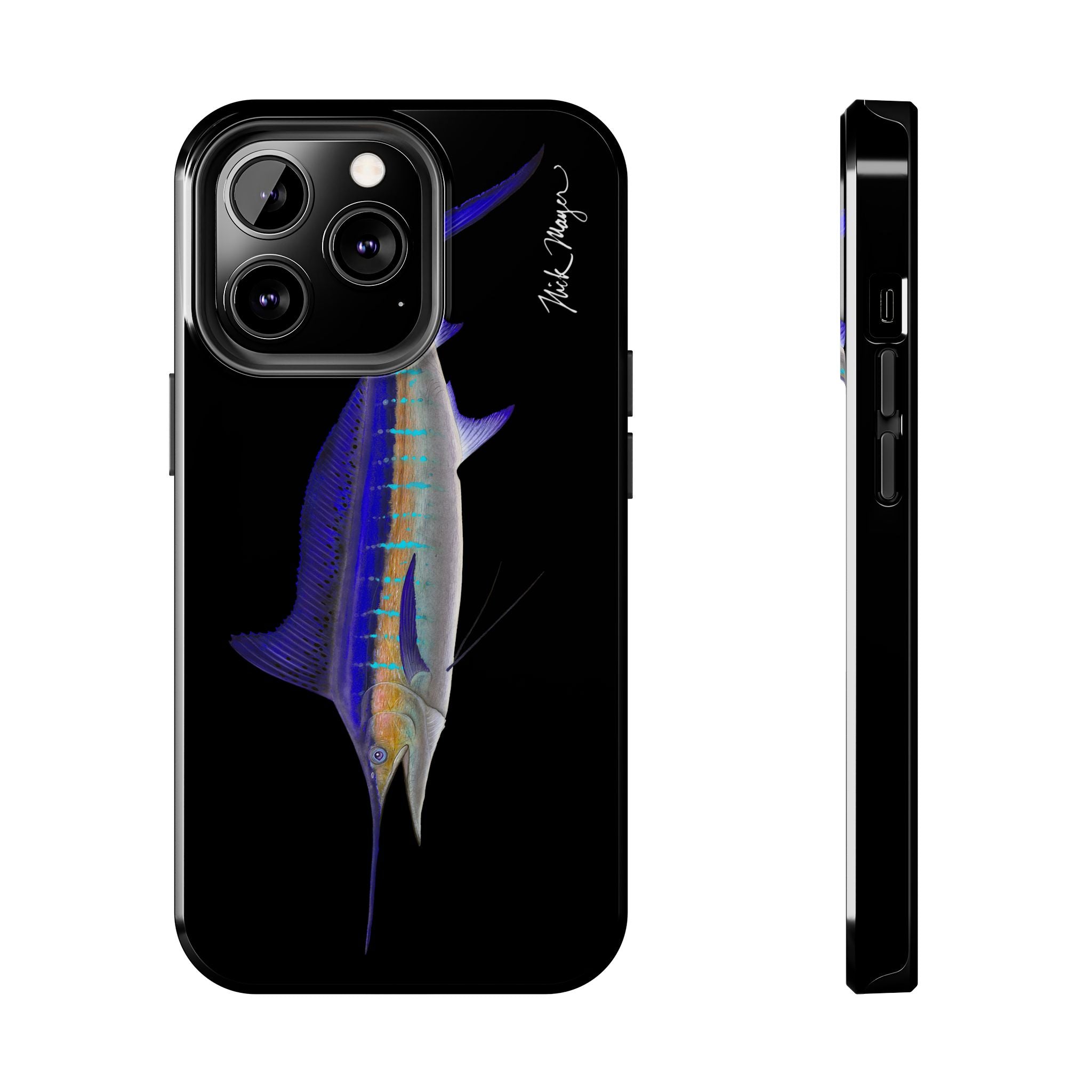 Striped Marlin Black Phone Case (iPhone)