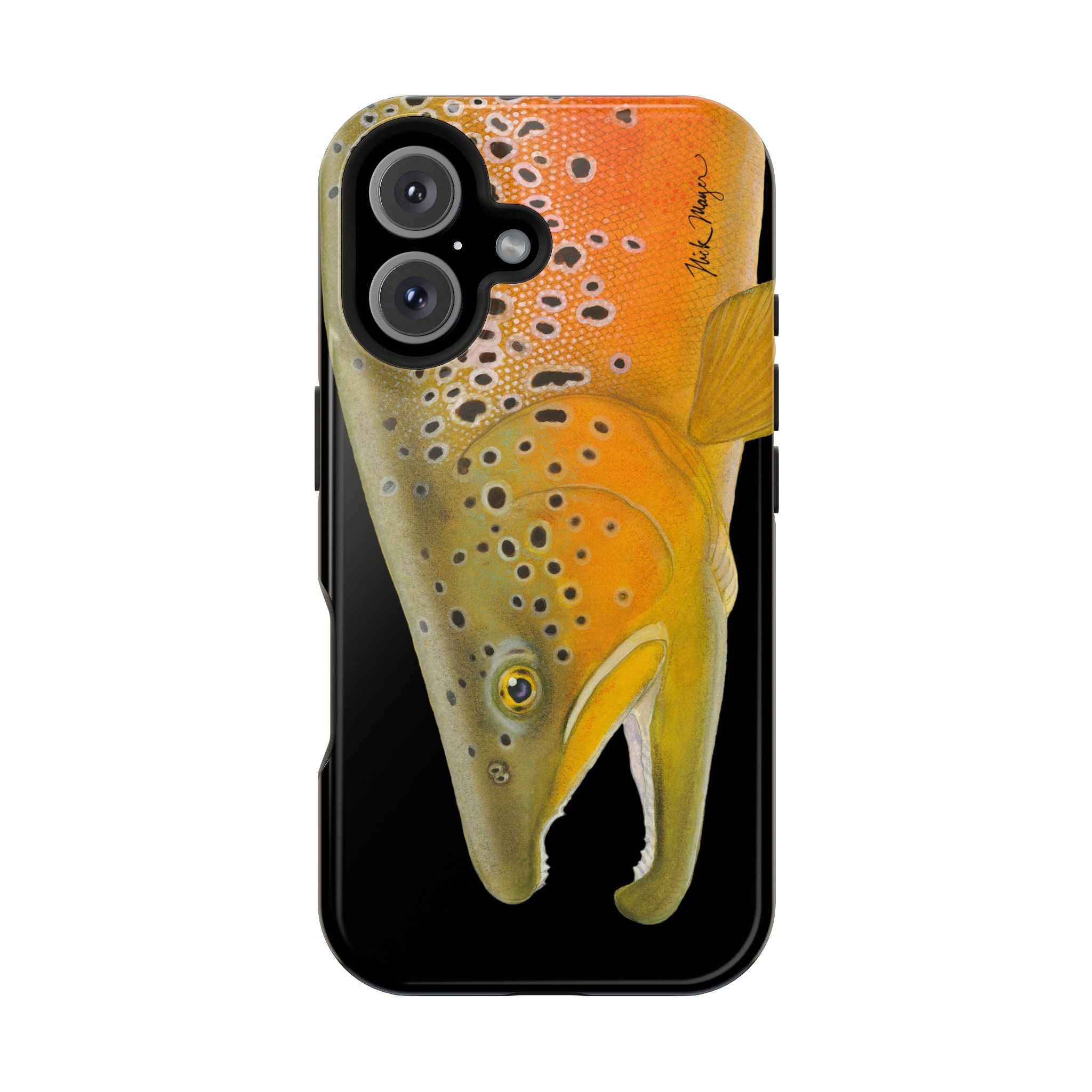 Brown Trout 2 Black MagSafe iPhone Case