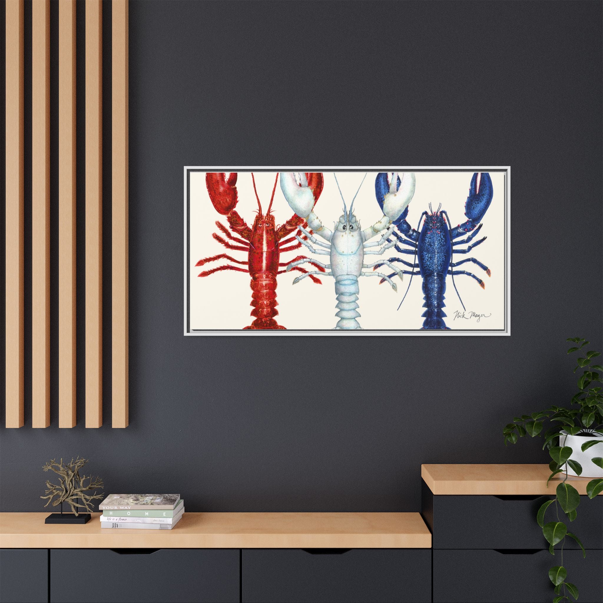 American Lobsters Trio Framed Canvas Print Printify