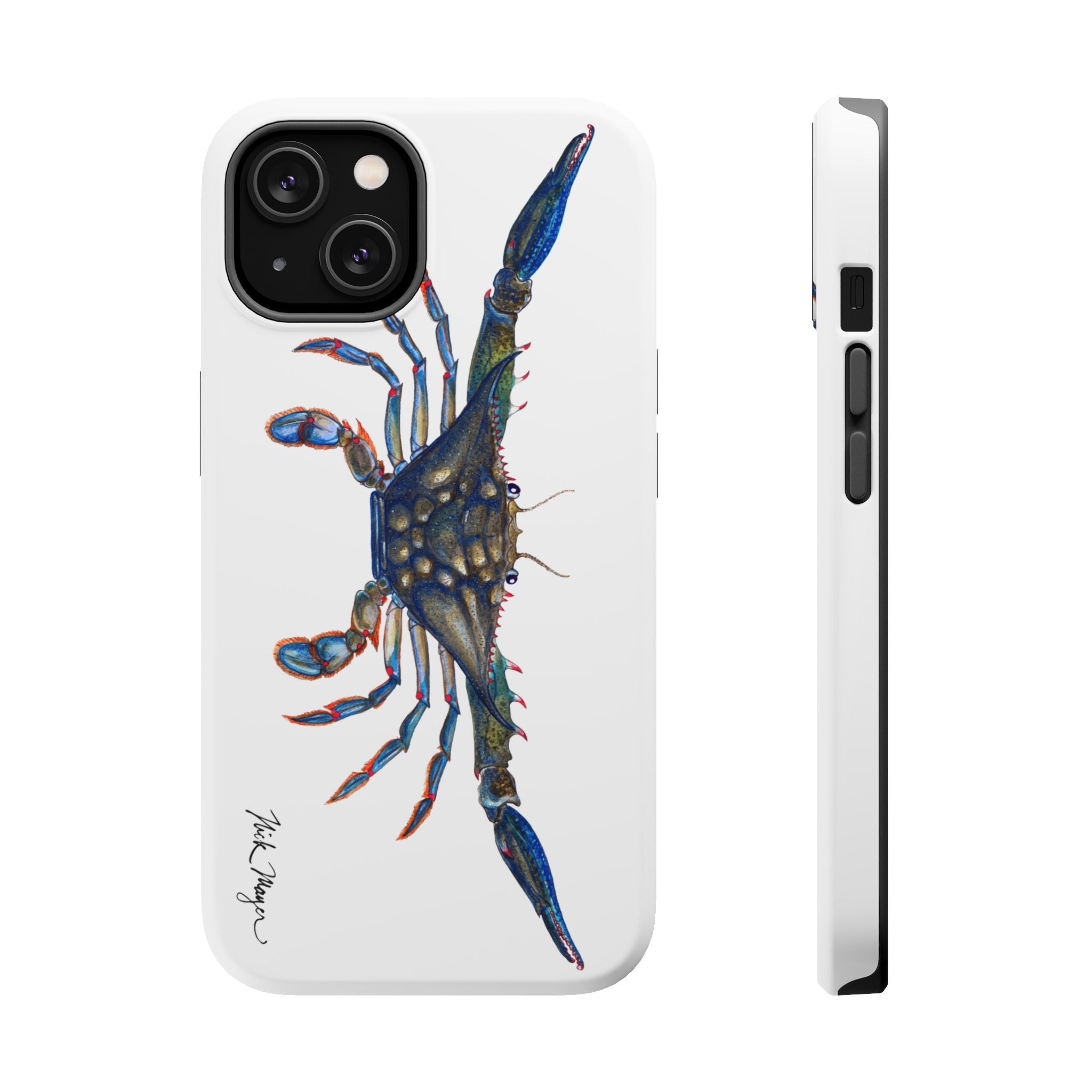 Blue Crab MagSafe White iPhone Case