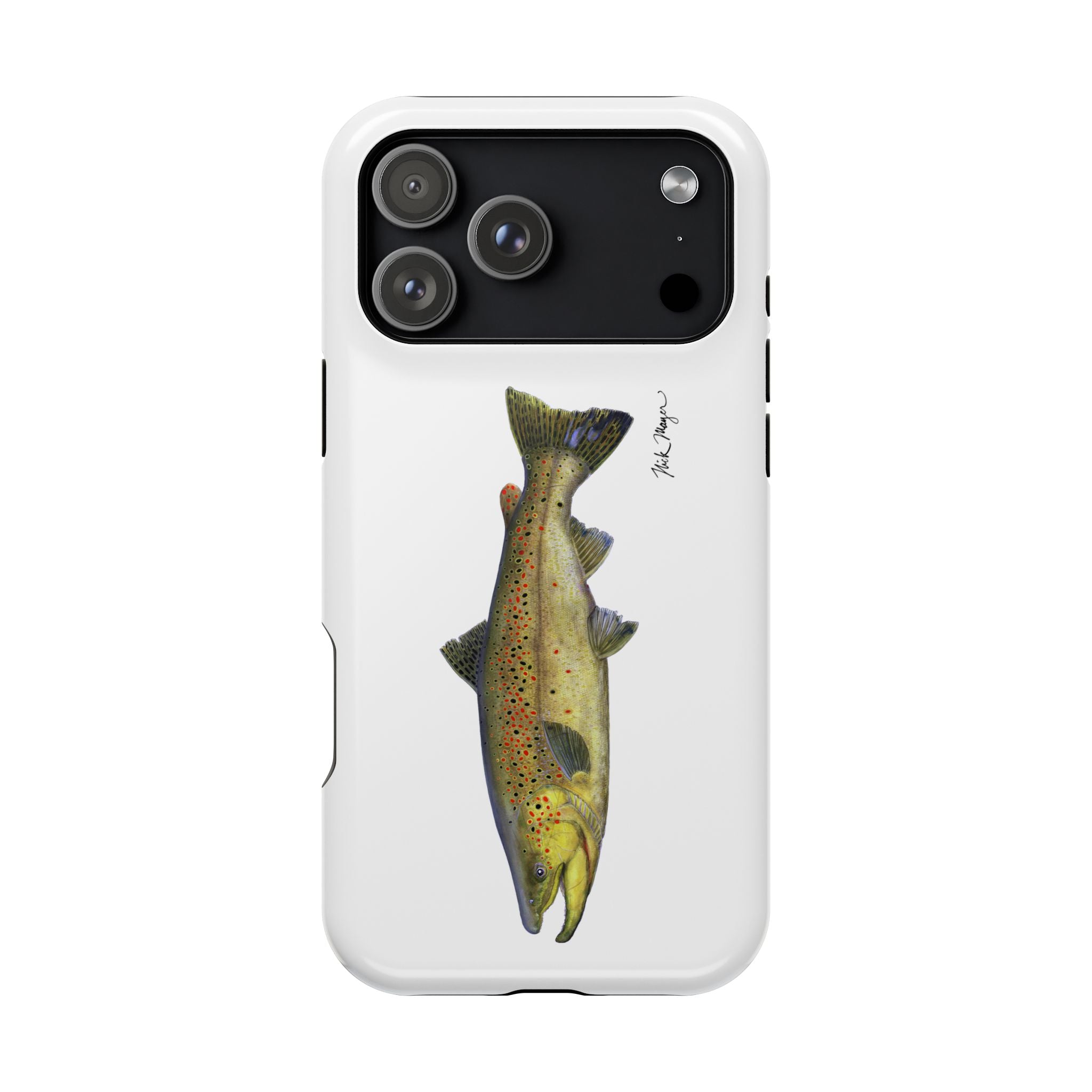 Brown Trout MagSafe White iPhone Case