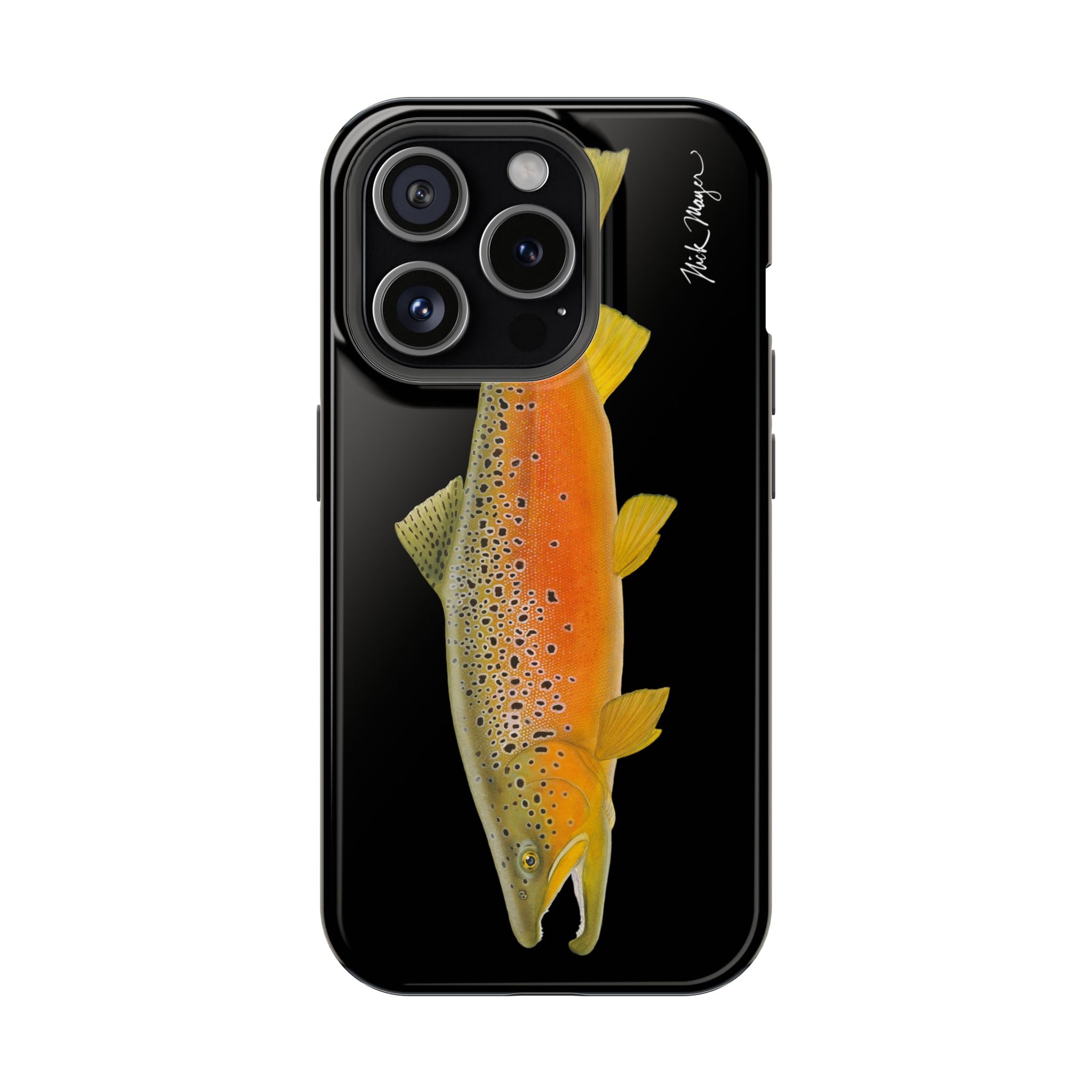 Brown Trout 2 Black MagSafe iPhone Case, NEW for Holiday 2025!