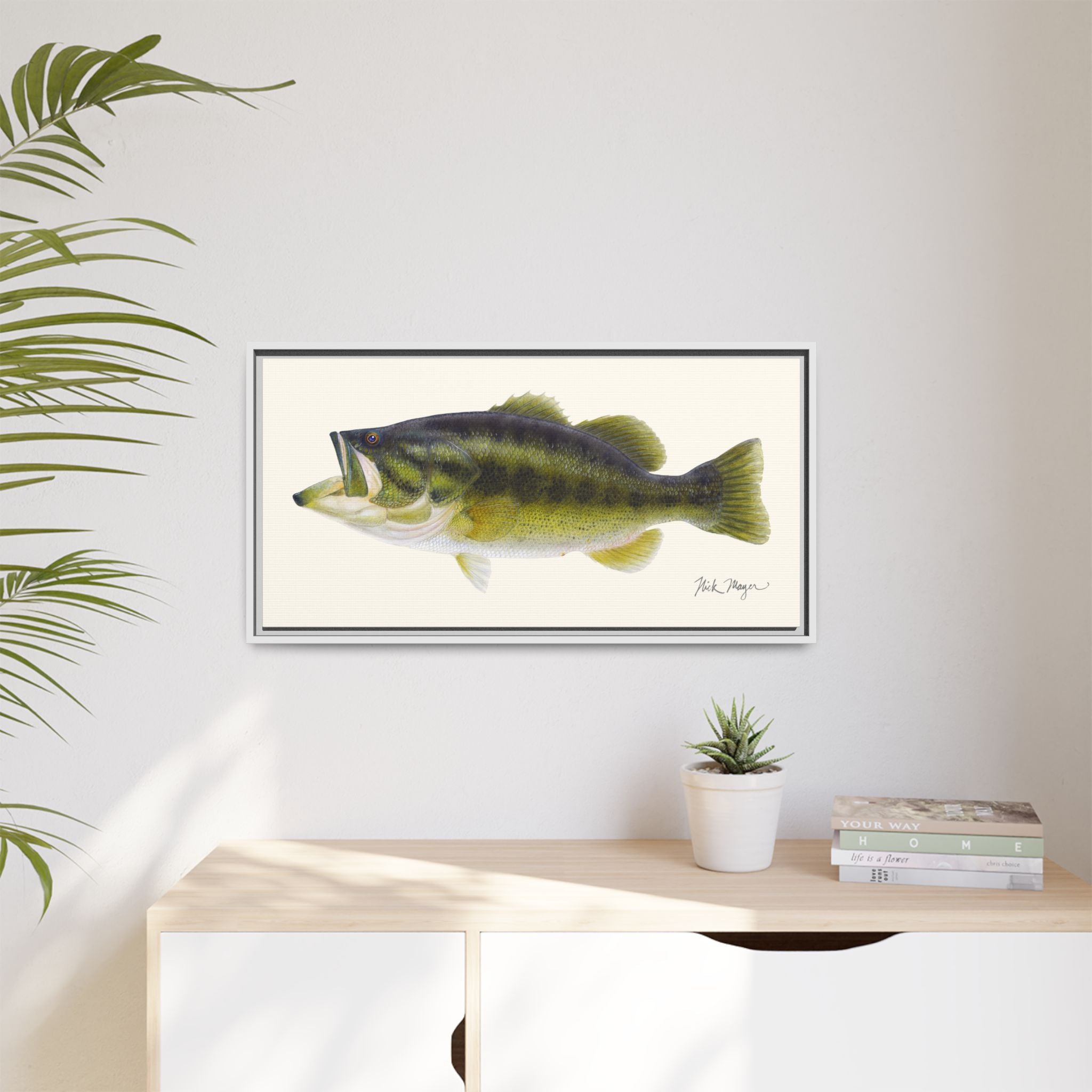 Largemouth Bass I Framed Canvas Print Printify