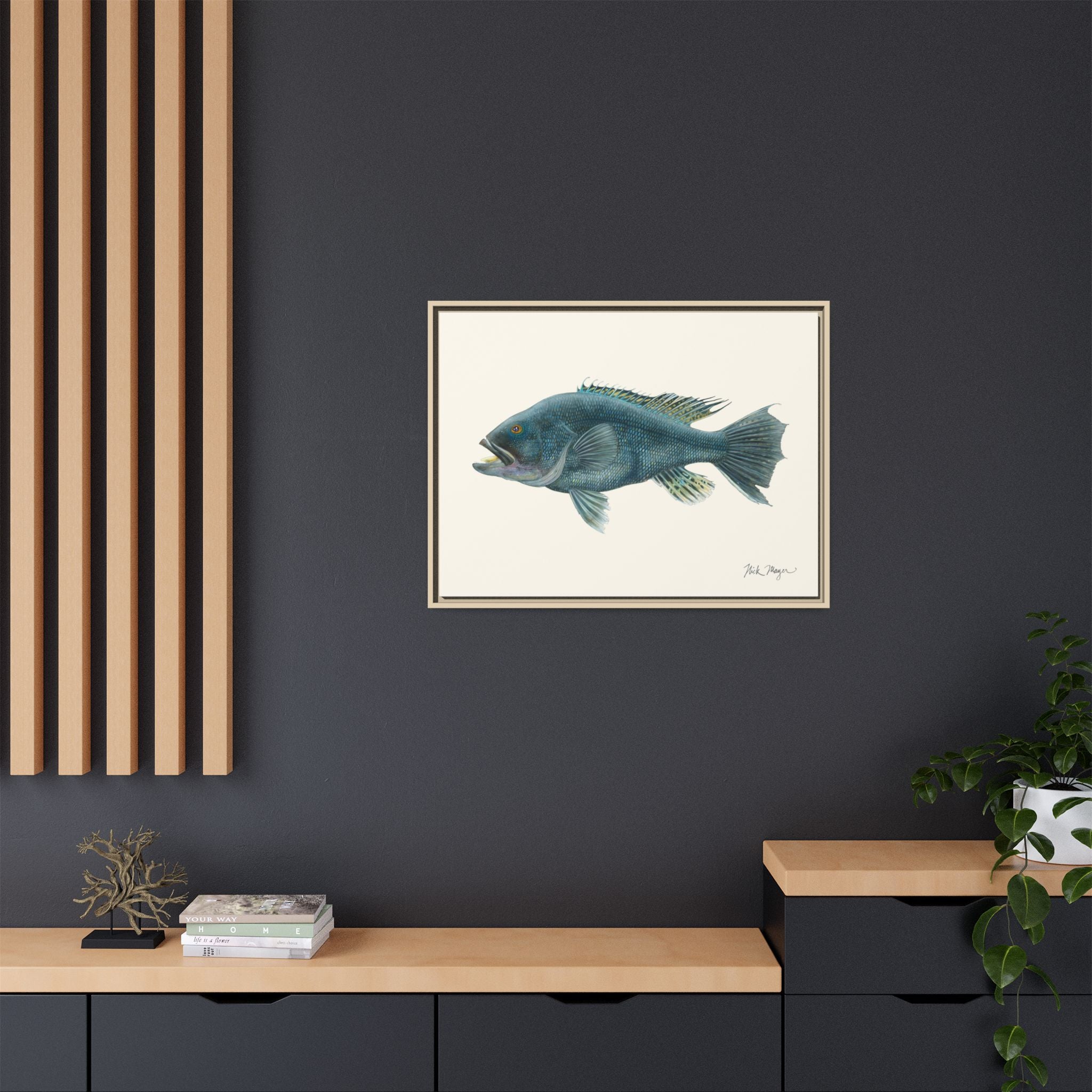 Black Sea Bass Framed Canvas Print Printify