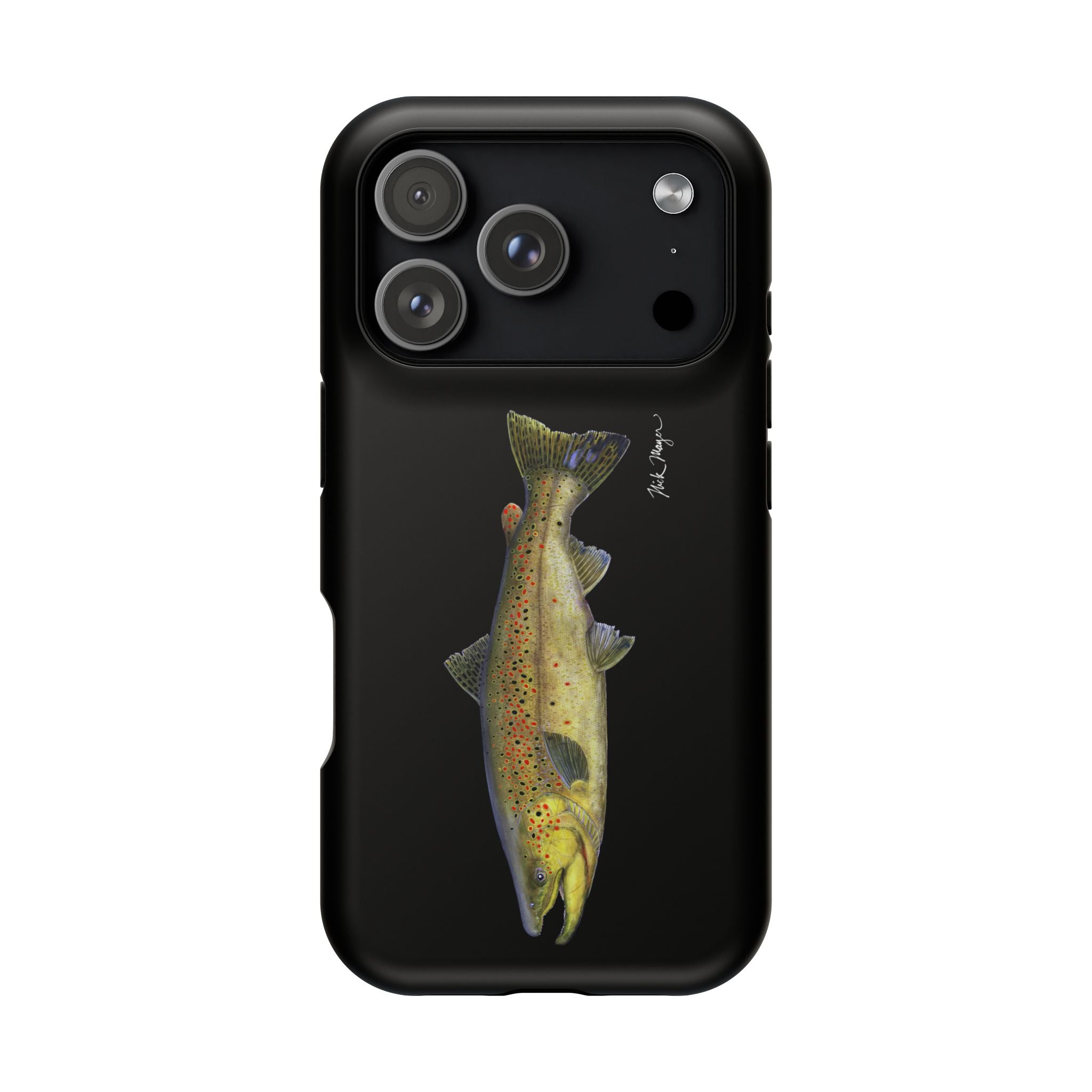 Brown Trout MagSafe Black iPhone Case