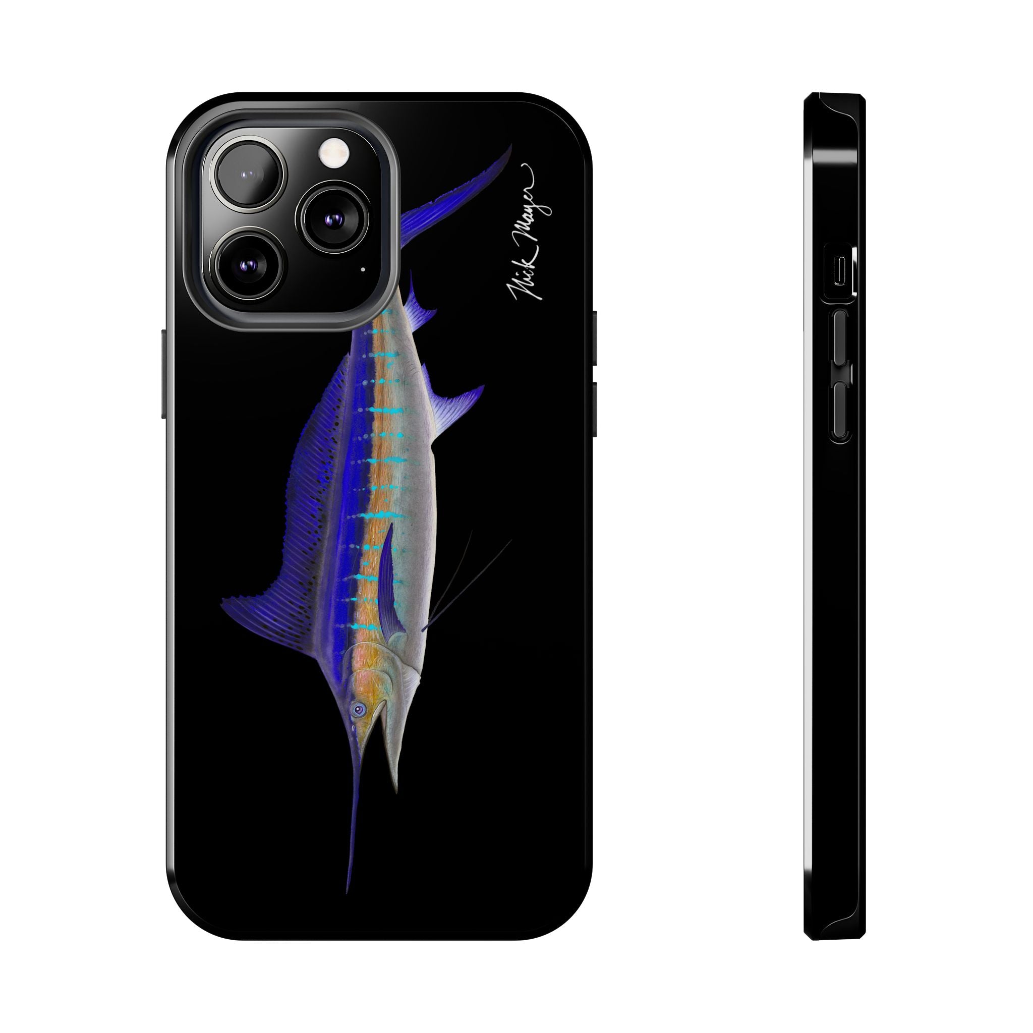 Striped Marlin Black Phone Case (iPhone)