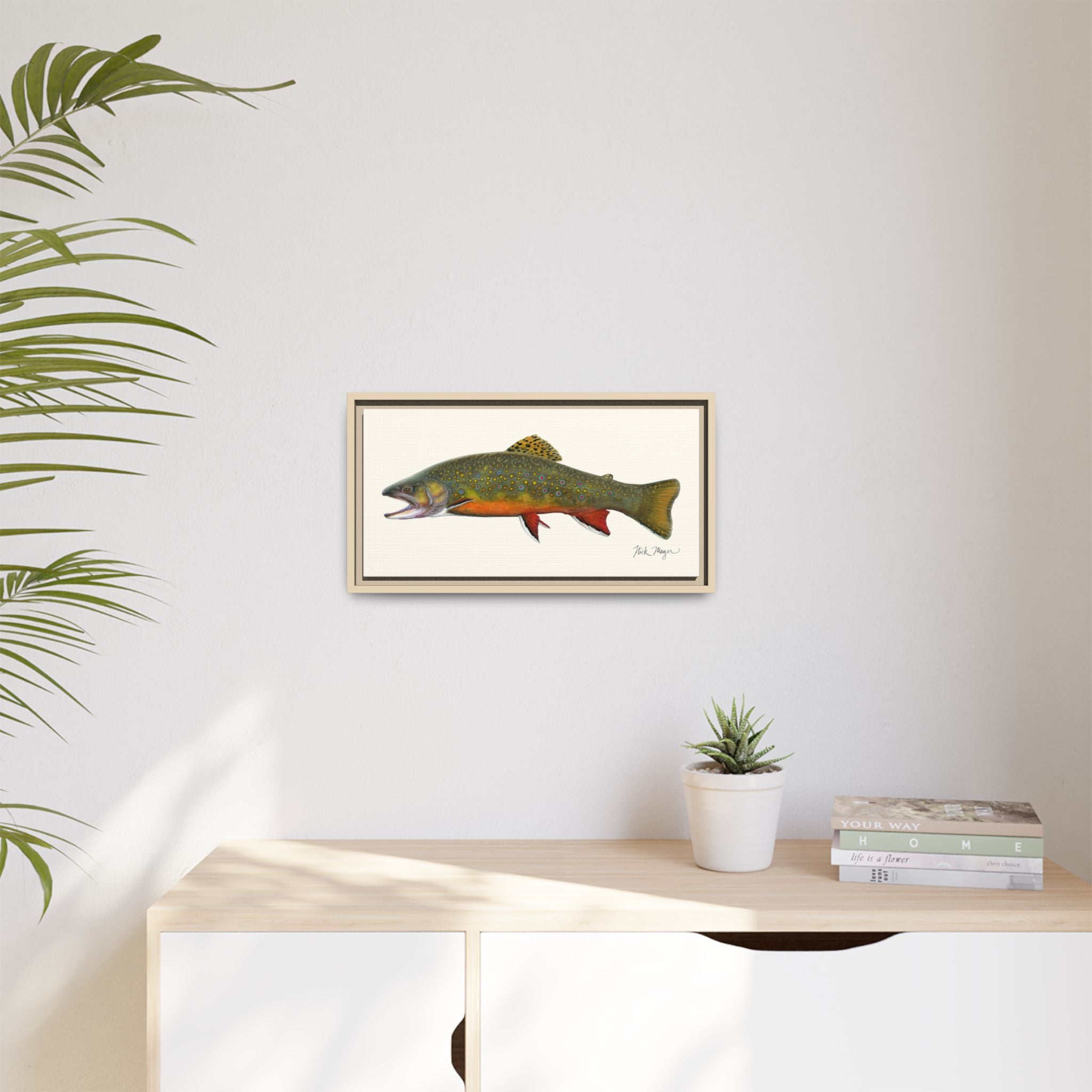 Beaver Pond Brook Trout Framed Canvas Print Printify