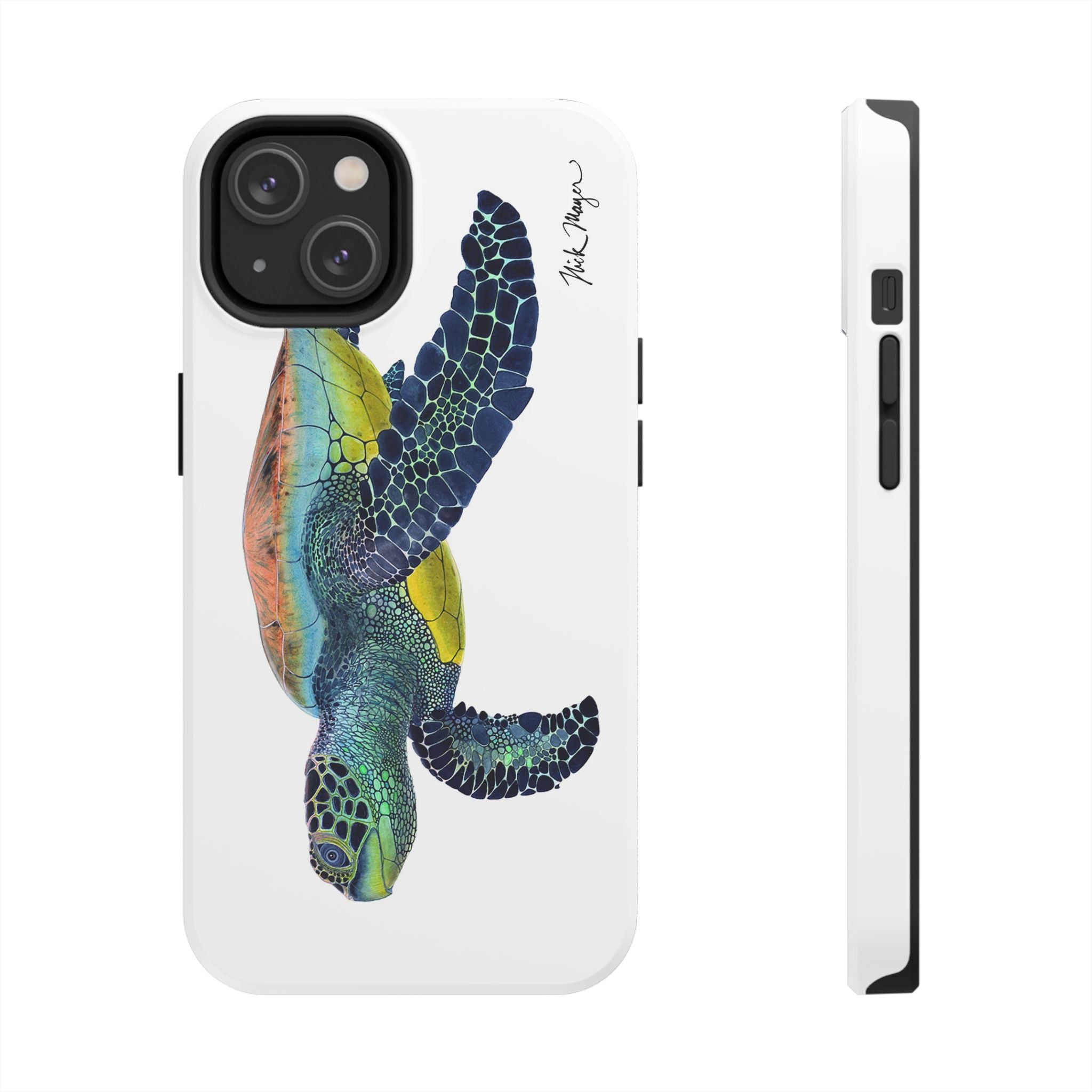 Green Sea Turtle II White Phone Case (iPhone)