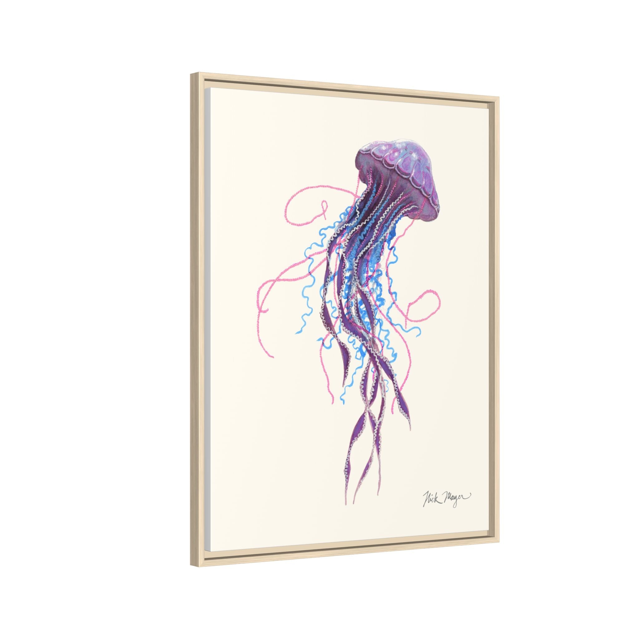 Purple Jellyfish II Framed Canvas Print Printify