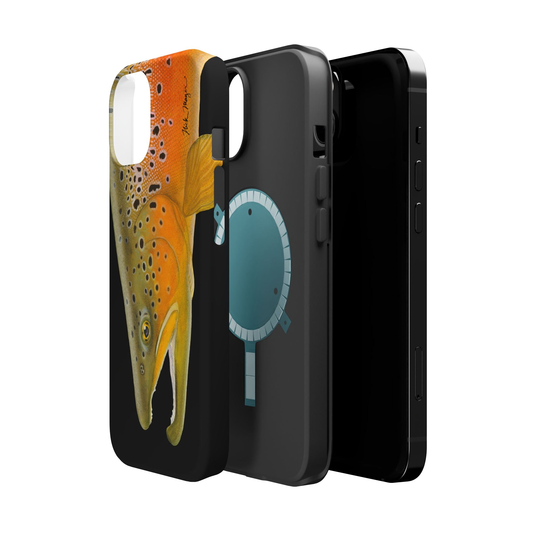 Brown Trout 2 Black MagSafe iPhone Case