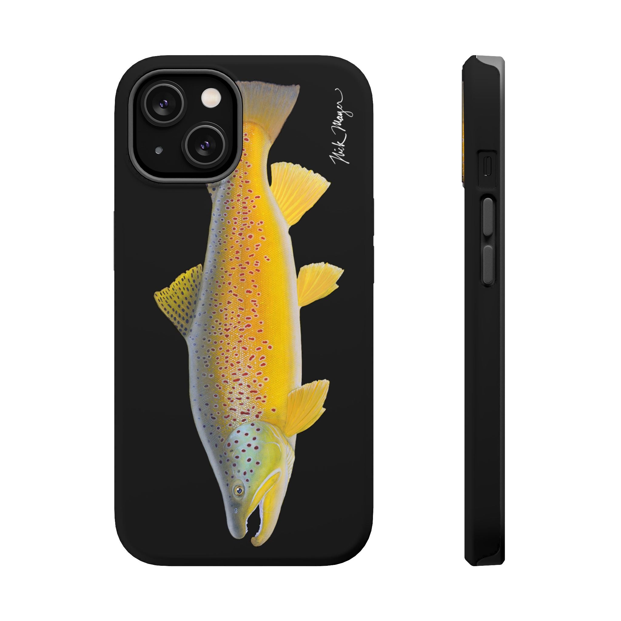 Brown Trout 3 Black MagSafe iPhone Case