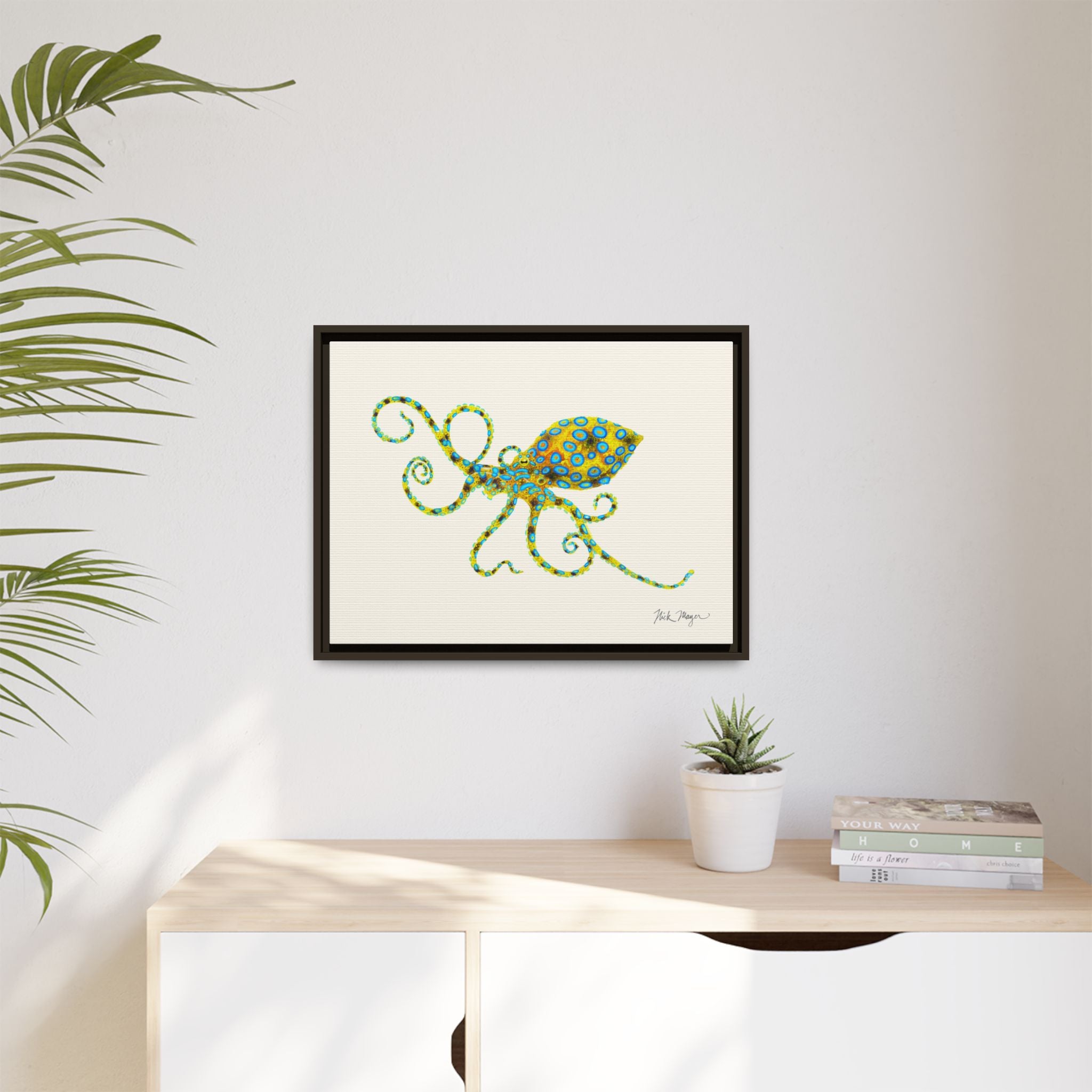 Blue Ringed Octopus Framed Canvas Print Printify
