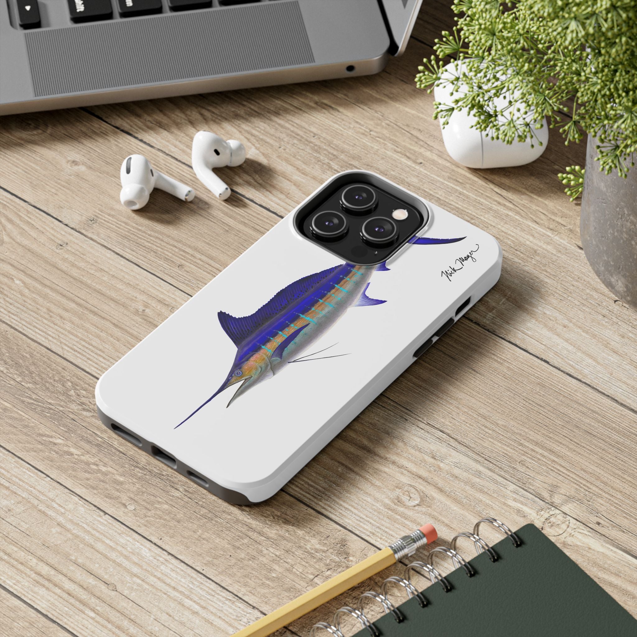 Striped Marlin White Phone Case (iPhone)