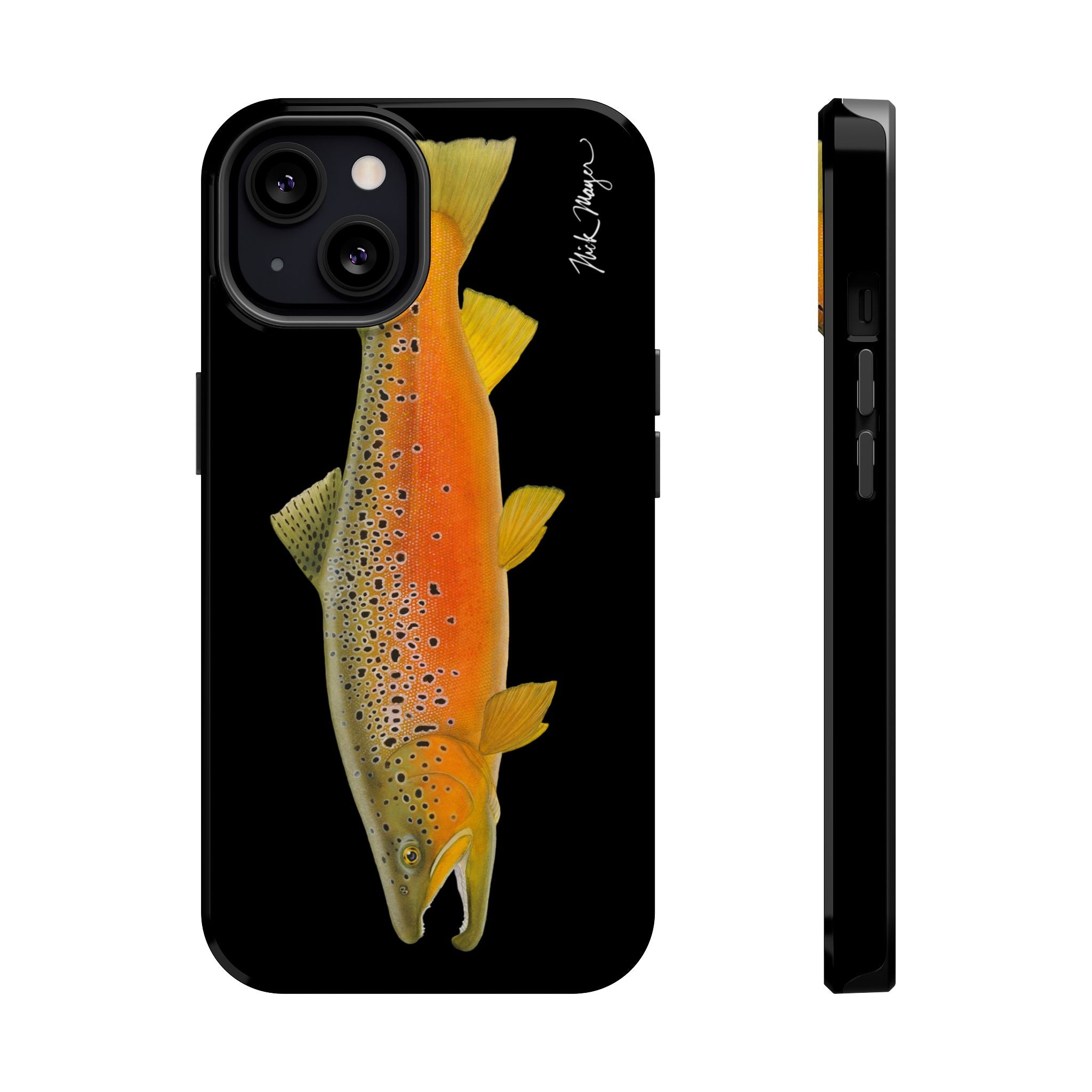Brown Trout 2 Black MagSafe iPhone Case, NEW for Holiday 2025!