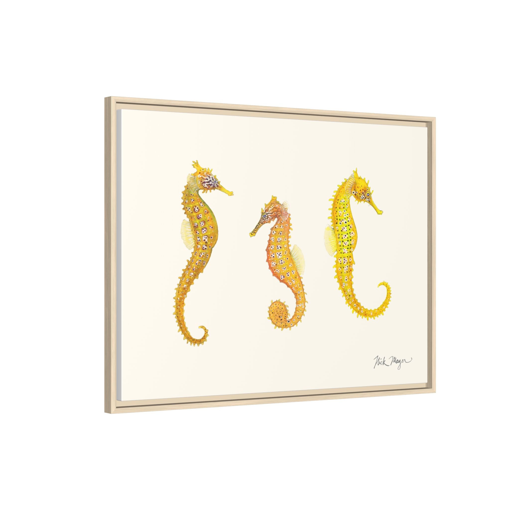 Giant Seahorse Trio Framed Canvas Print Printify