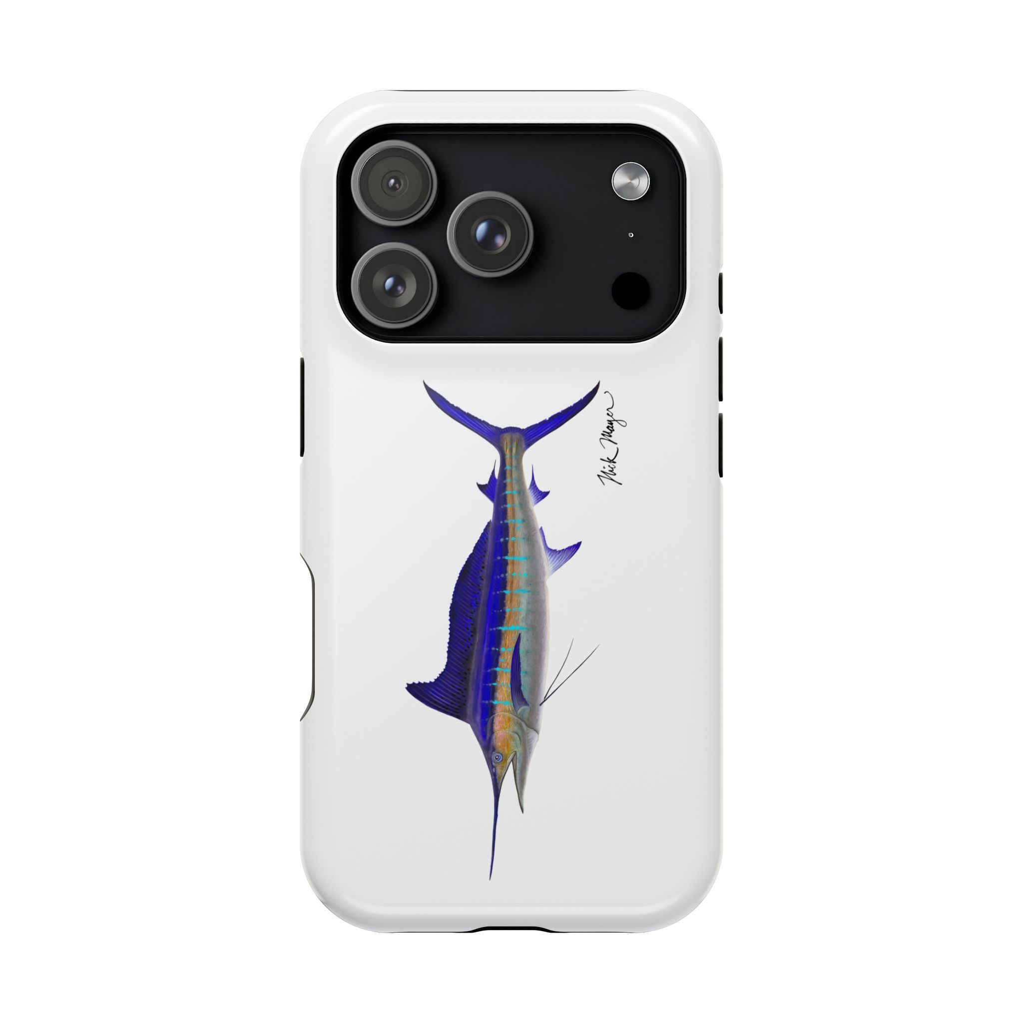 Striped Marlin MagSafe White iPhone Case