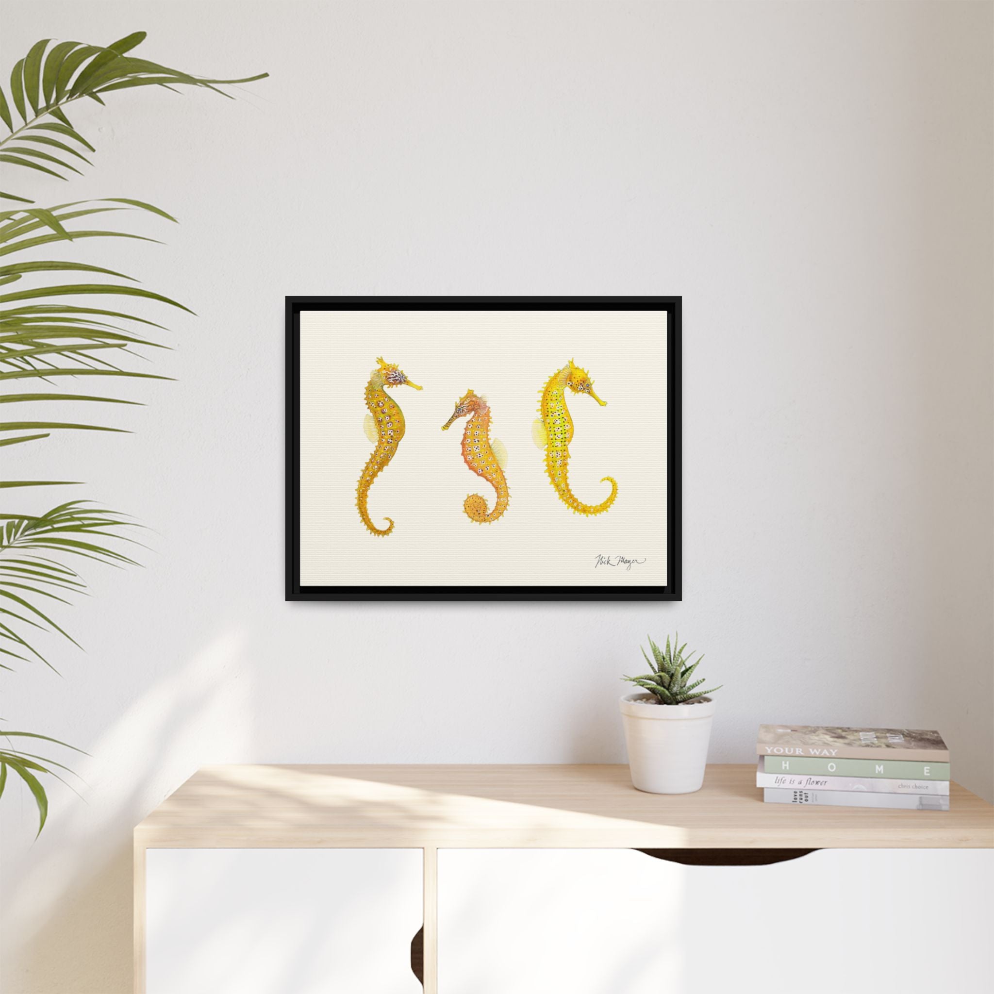 Giant Seahorse Trio Framed Canvas Print Printify