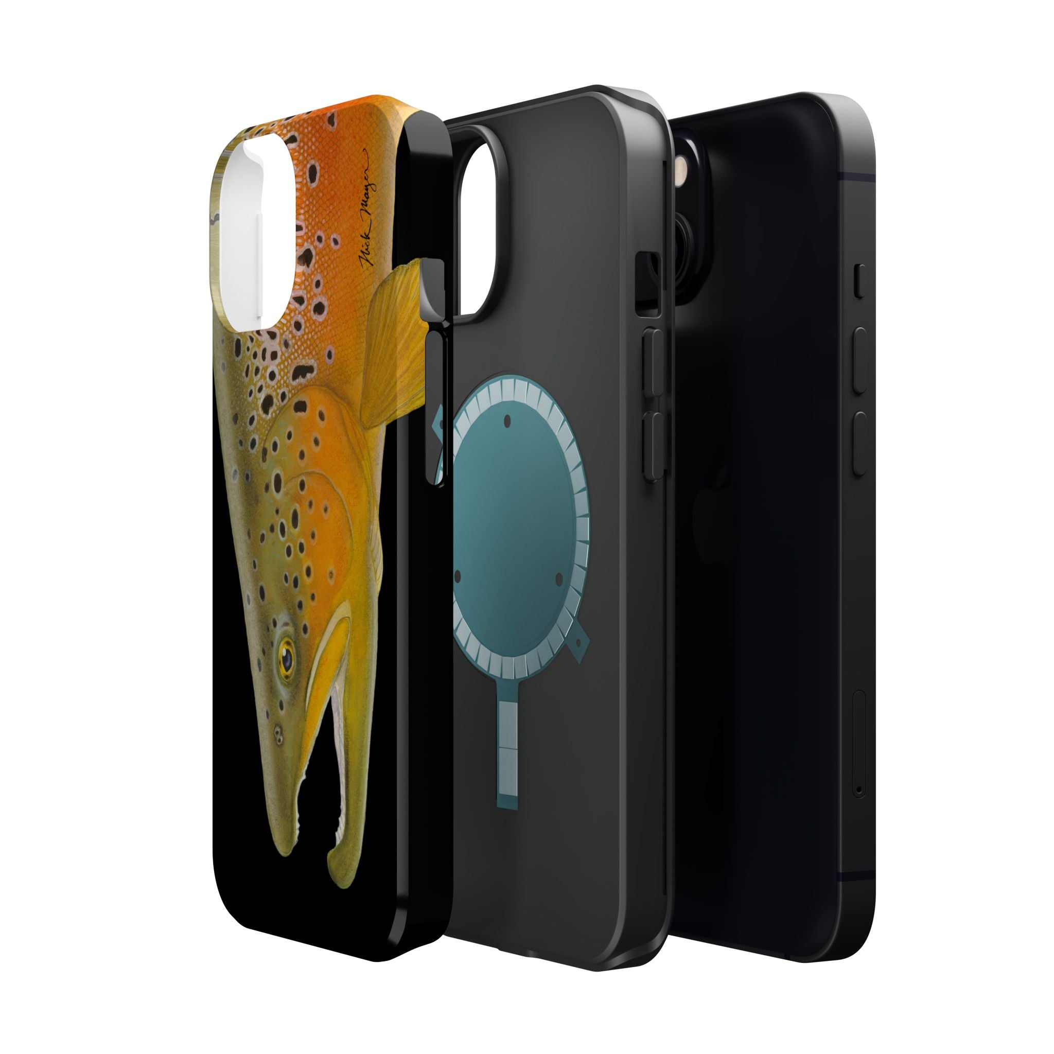 Brown Trout 2 Black MagSafe iPhone Case