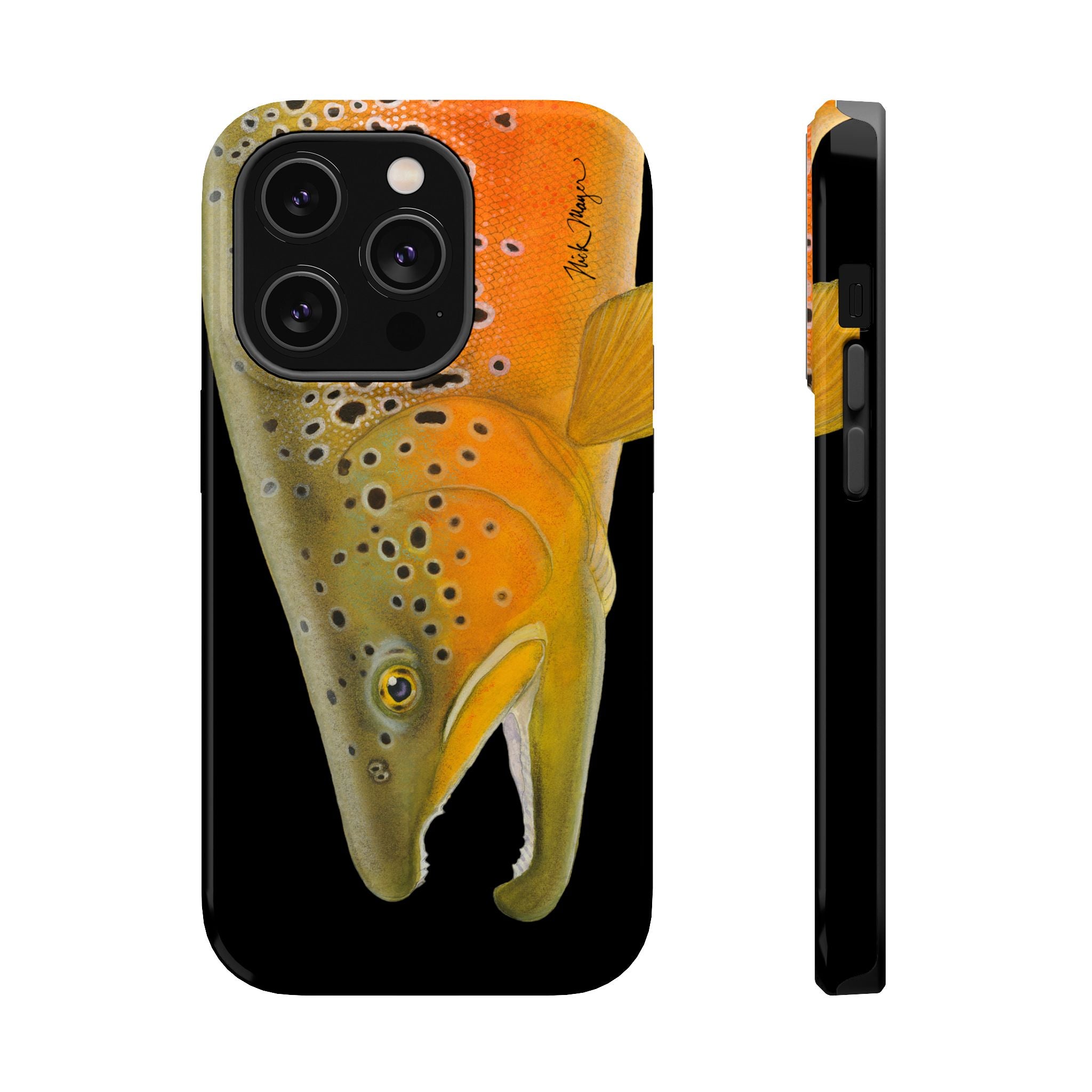 Brown Trout 2 Black MagSafe iPhone Case