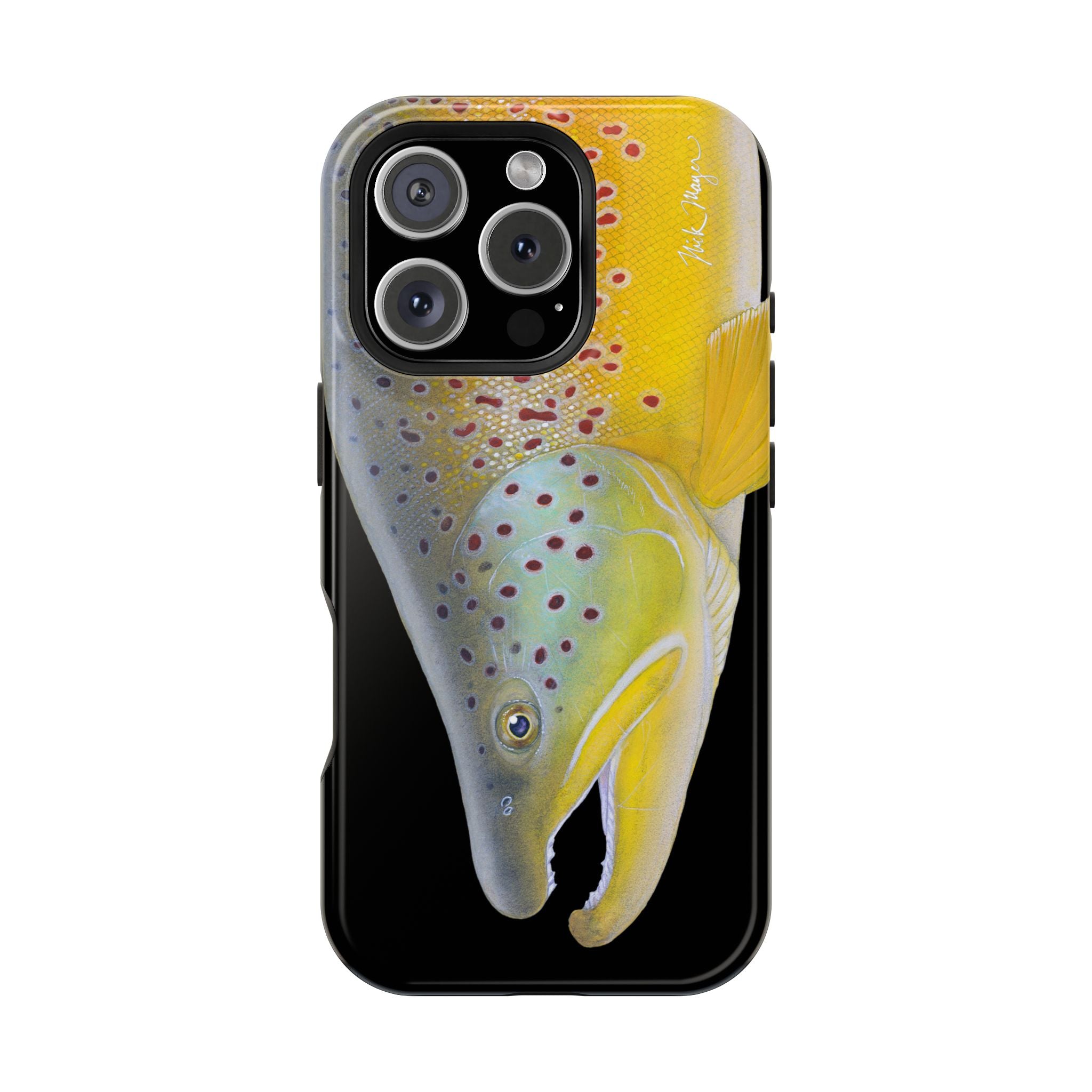 Brown Trout 3 Face Black MagSafe iPhone Case