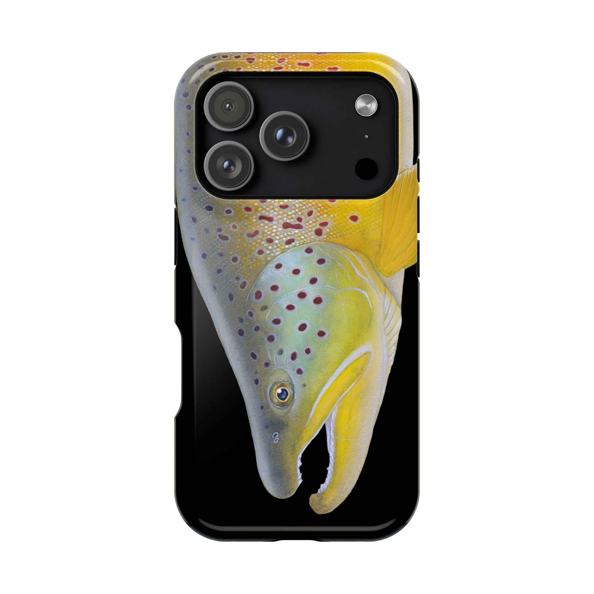 Brown Trout 3 Face Black MagSafe iPhone Case