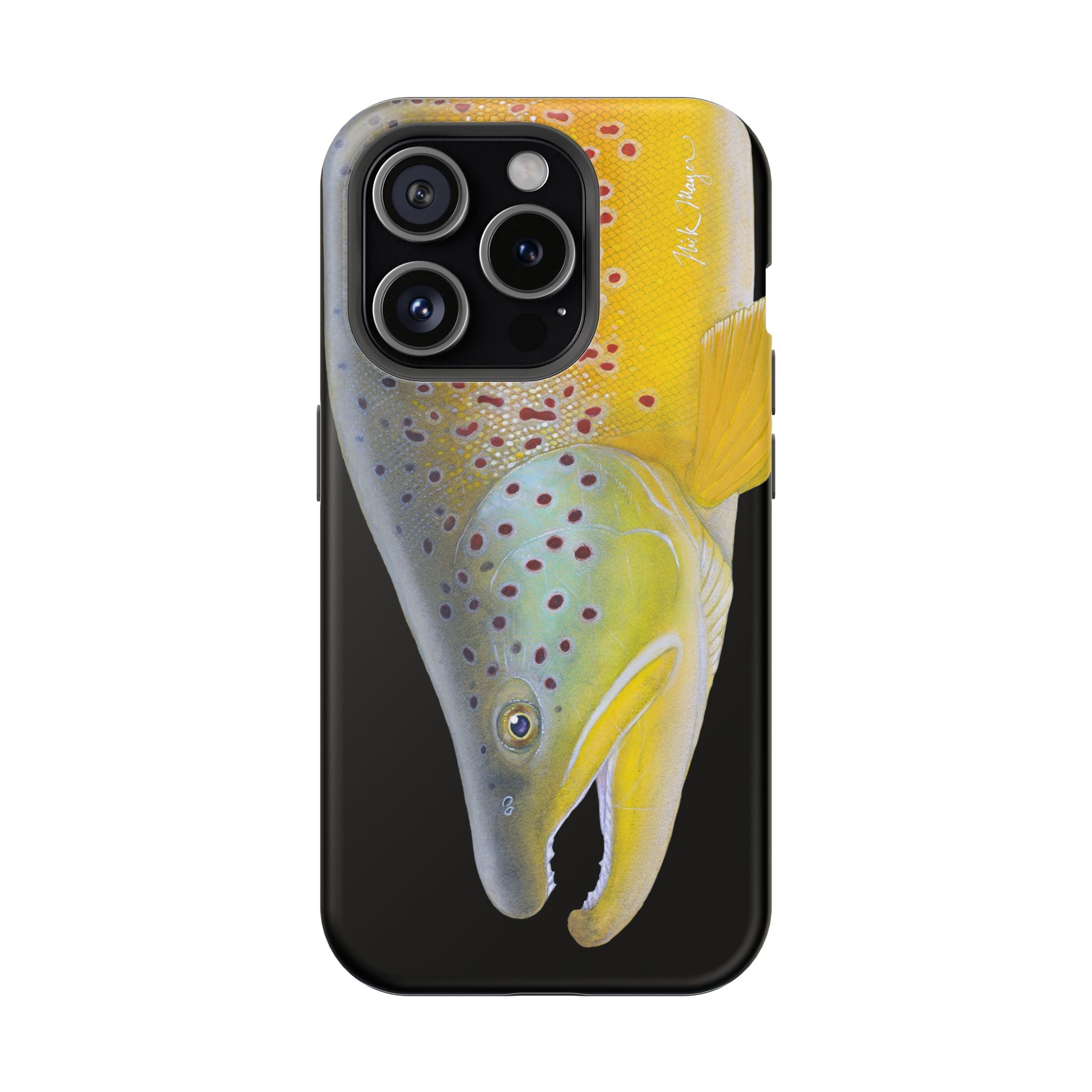 Brown Trout 3 Face Black MagSafe iPhone Case
