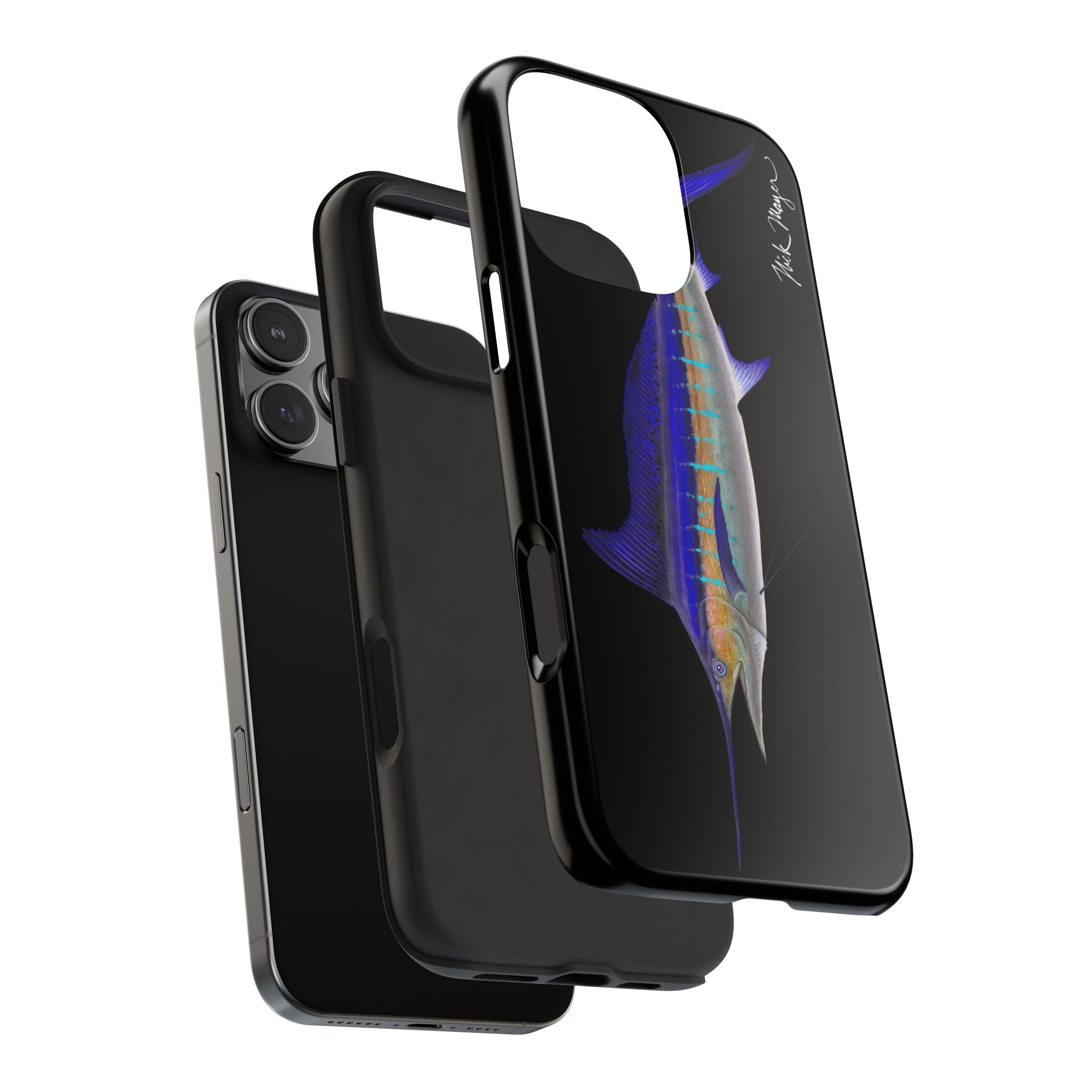 Striped Marlin Black Phone Case (iPhone)
